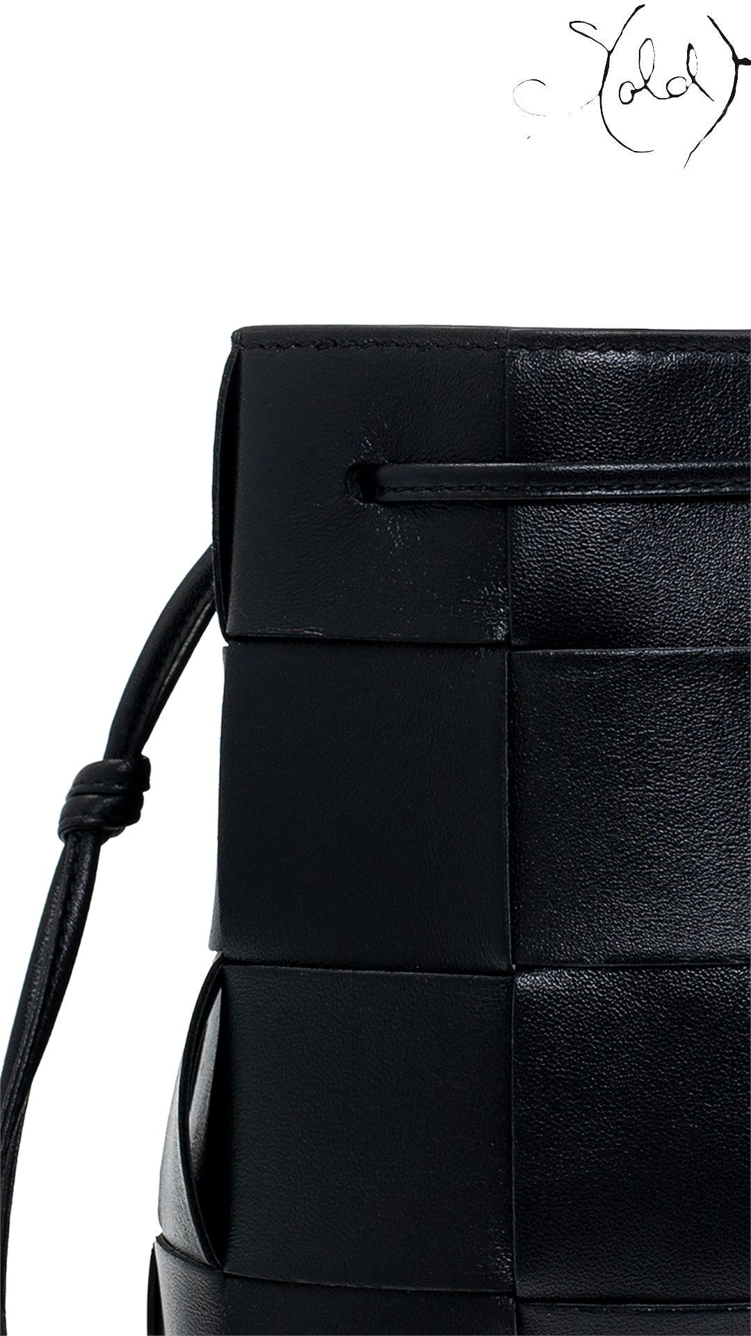 Bottega Veneta Lambskin Intreccio Small Cassette Crossbody Bucket Bag Black | Sold Attire, Authenticated Pre - Owned | Sold Attire