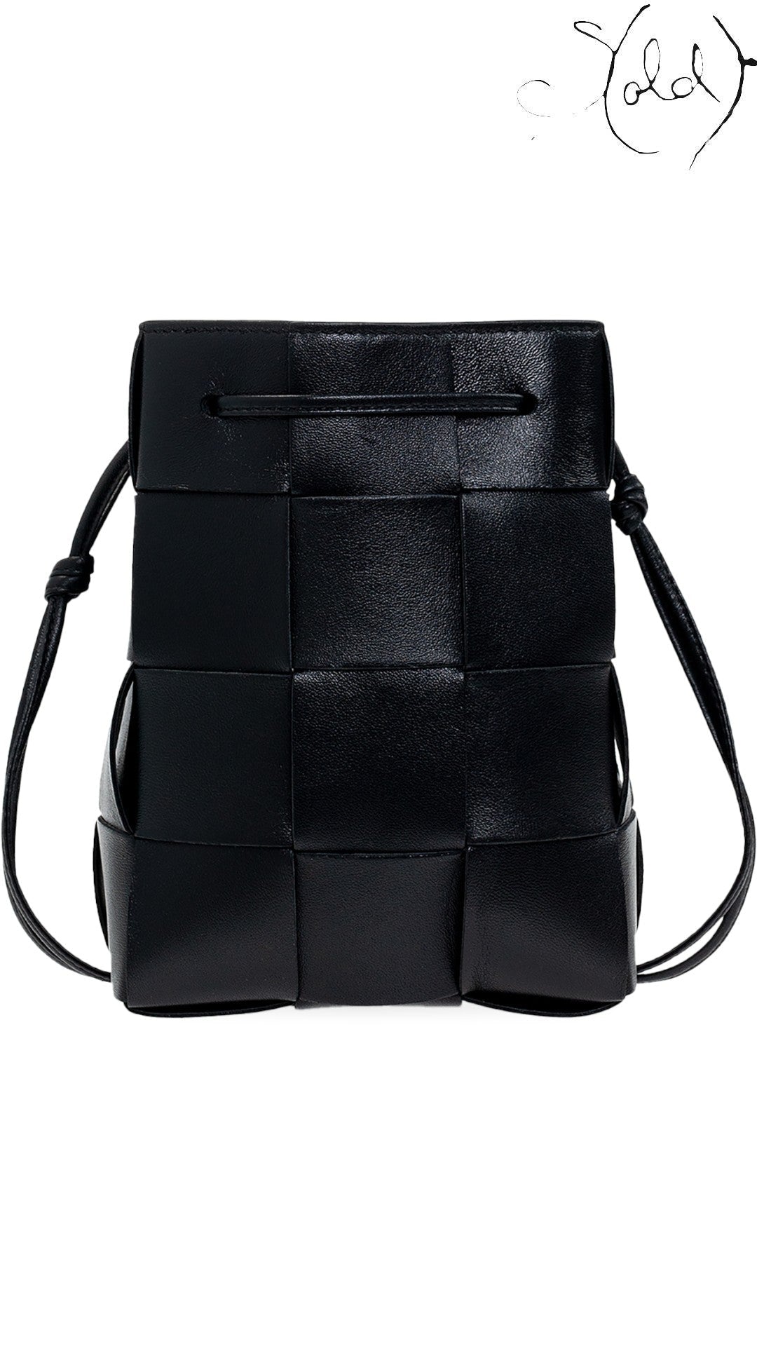 Bottega Veneta Lambskin Intreccio Small Cassette Crossbody Bucket Bag Black | Sold Attire, Authenticated Pre - Owned | Sold Attire