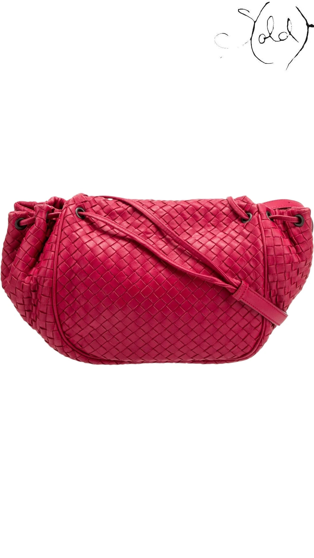 Bottega Veneta Red Intrecciato Flap Crossbody Bag, Back view | Sold Attire