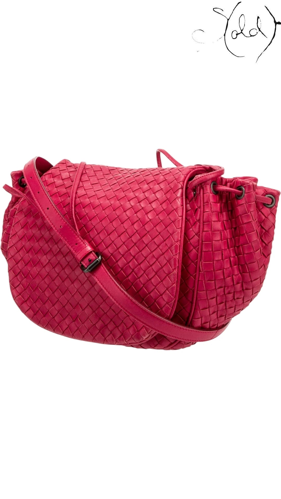 Bottega Veneta Red Intrecciato Flap Crossbody Bag — Detail view | Sold Attire