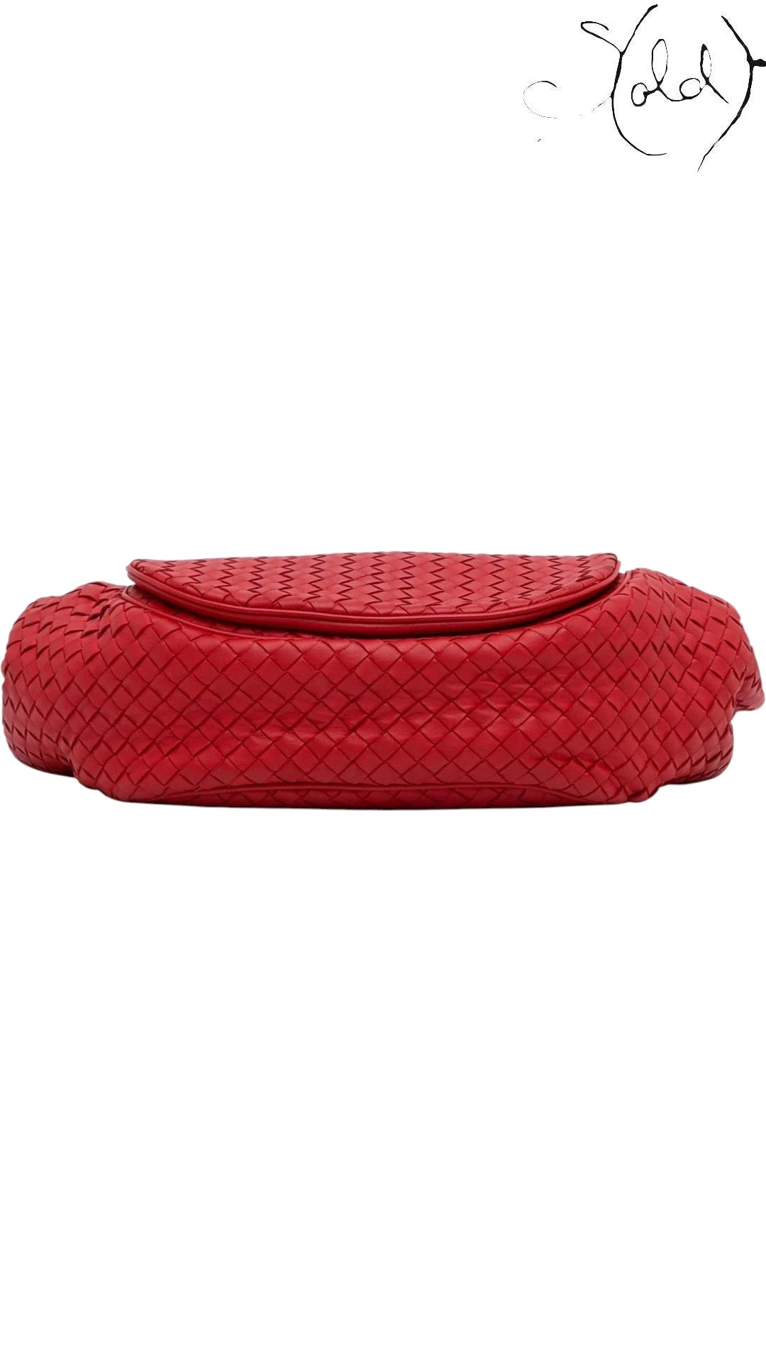 Bottega Veneta Red Intrecciato Flap Crossbody Bag — Hardware detail | Sold Attire