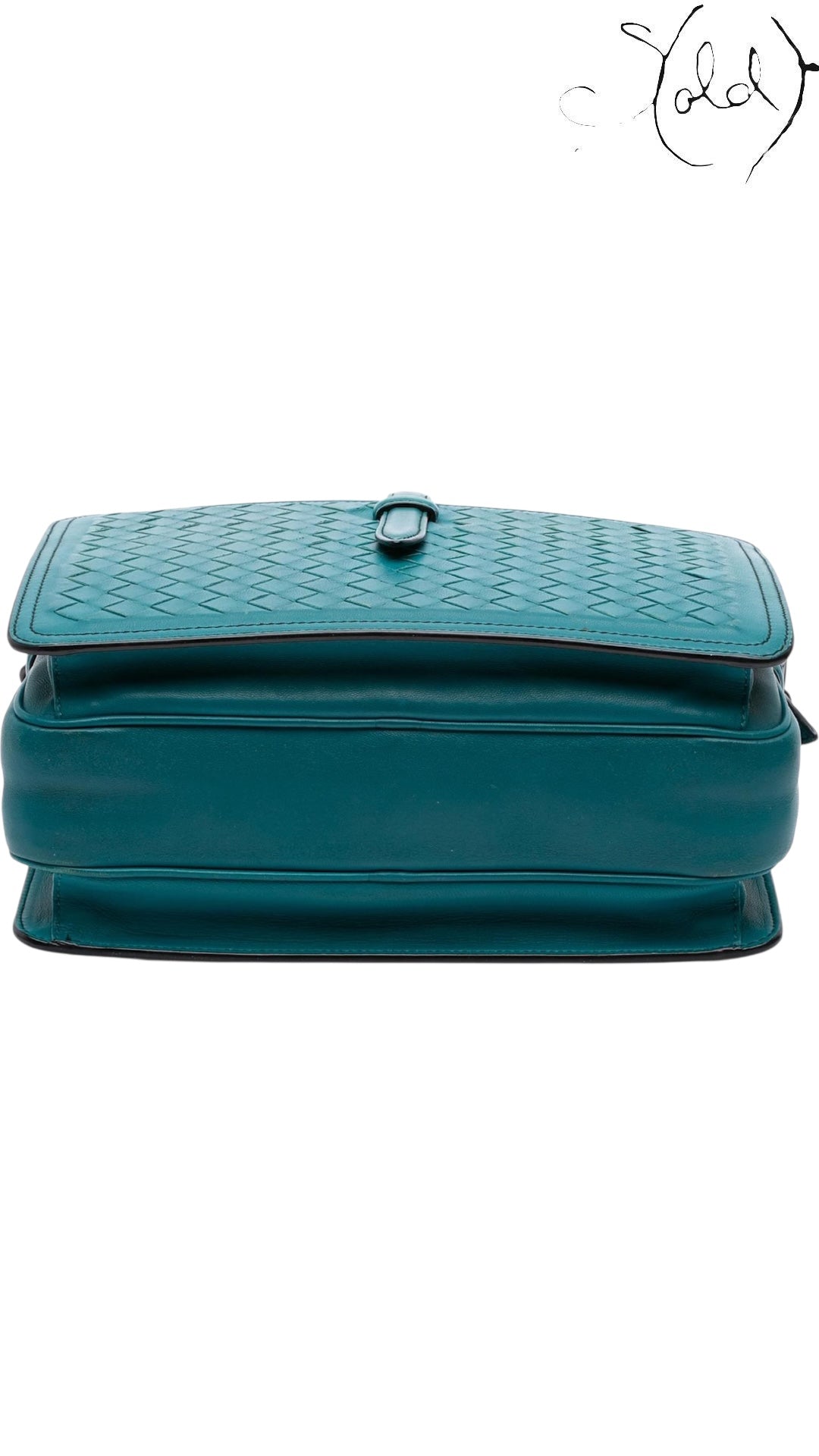 Bottega Veneta Intrecciato Camera Bag Teal Green 2010s, Base view | Sold Attire