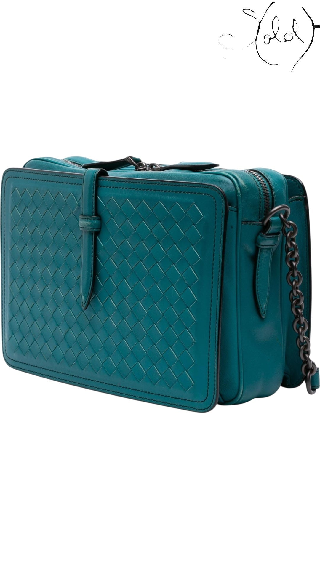 Sold Attire Bottega Veneta Intrecciato Camera Bag Teal Green 2010s | Sold Attire