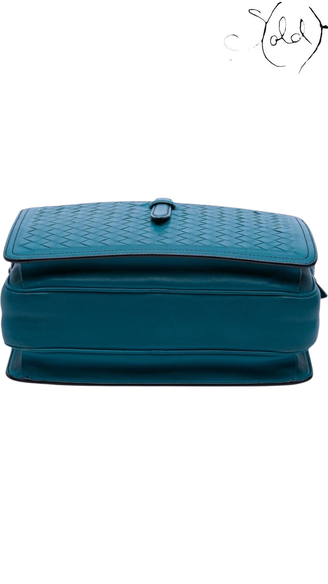Bottega Veneta Intrecciato Camera Bag Teal Green 2010s, Side view | Sold Attire