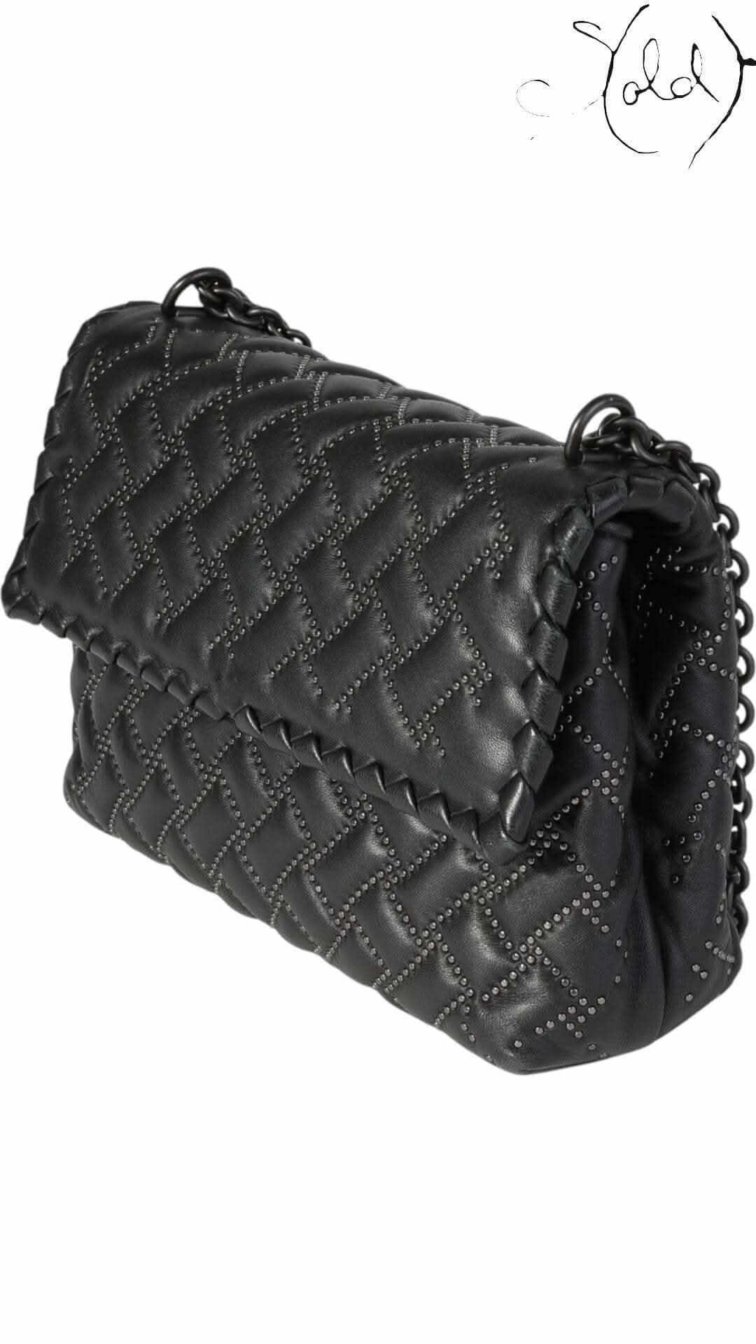 Bottega Veneta Intrecciato Microstuds Bag – Edgy Elegance | Sold Attire - Sold Attire