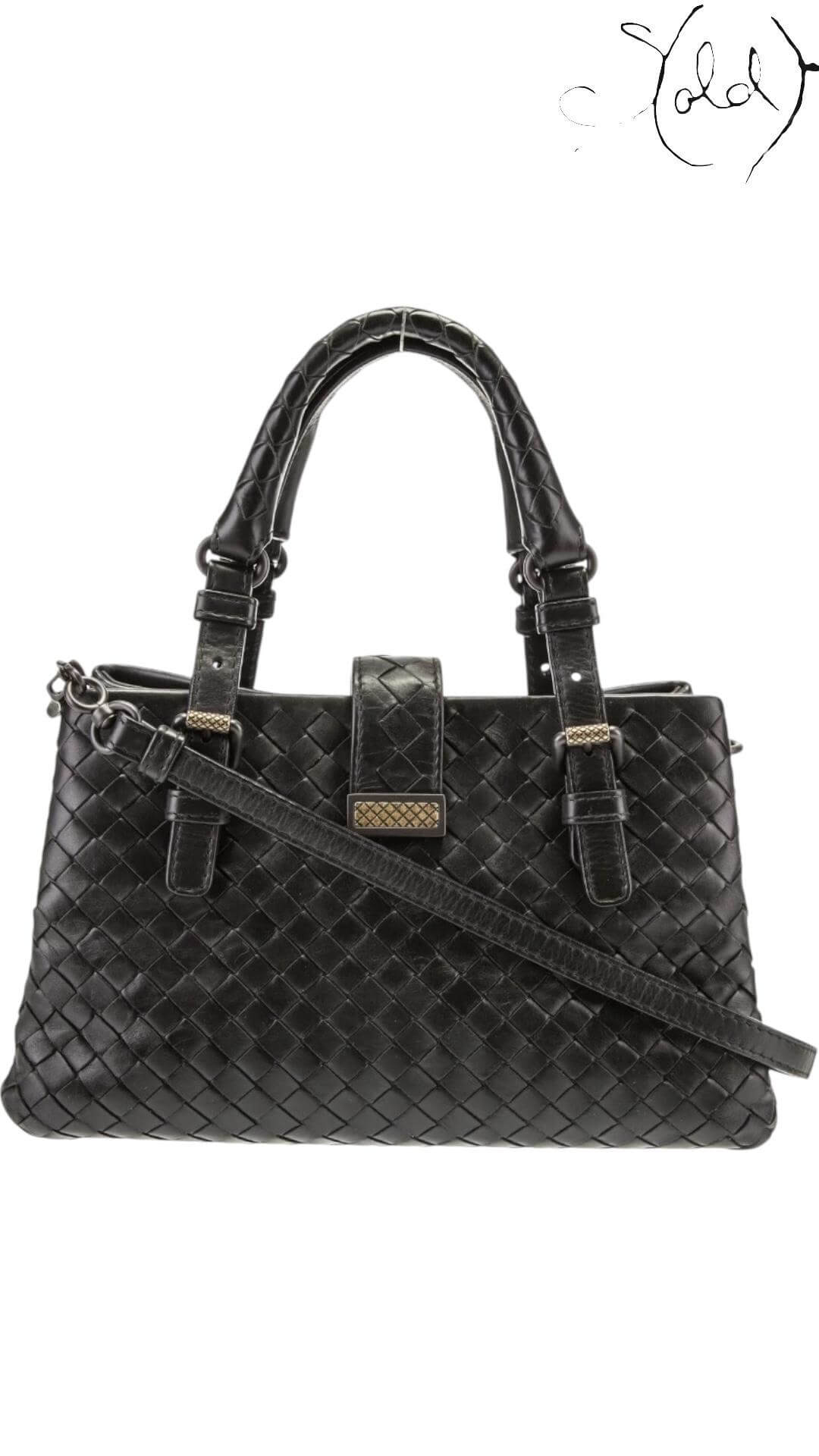 BOTTEGA VENETA Intrecciato Mini Roma – Black Calfskin Weave — Back view | Sold Attire