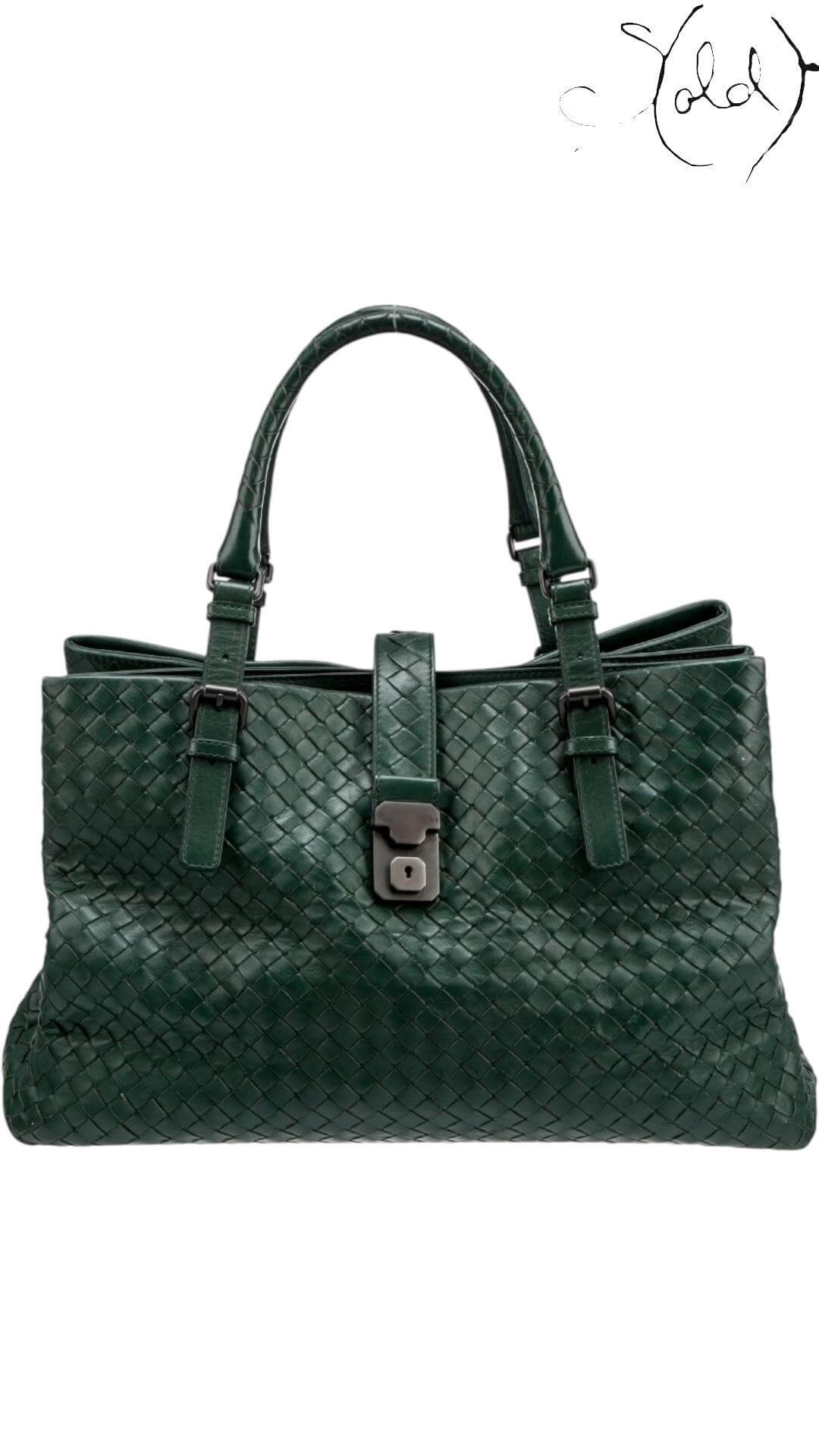 BOTTEGA VENETA Nappa Intrecciato Medium Roma – Forest Green Weave — Authenticated Pre-Owned | Sold Attire