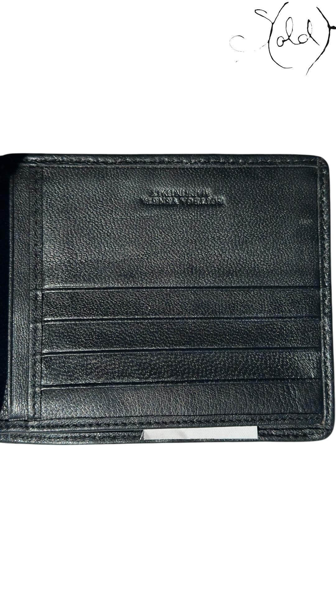 Bottega Veneta Piccolo Wallet Intrecciato Black Leather — Back view | Sold Attire
