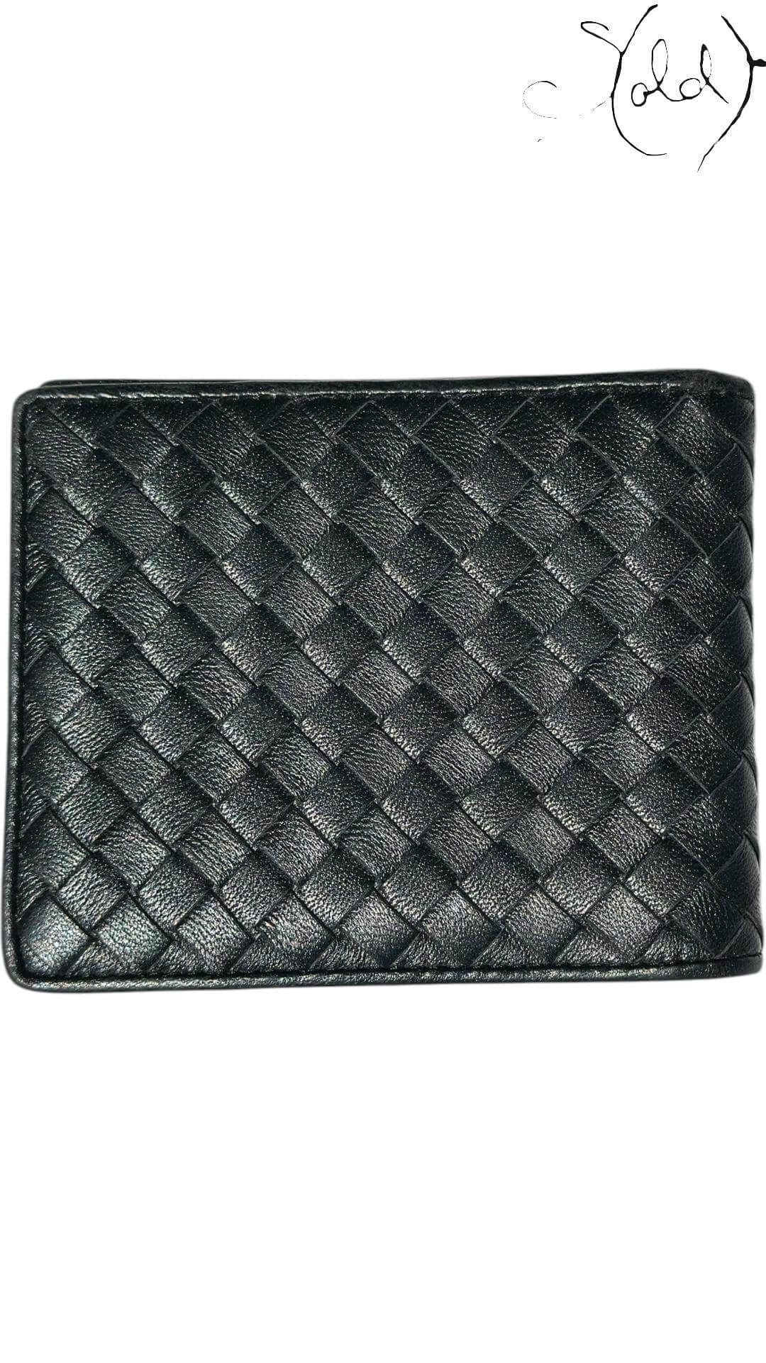 Bottega Veneta Piccolo Wallet Intrecciato Black Leather — Detail view | Sold Attire