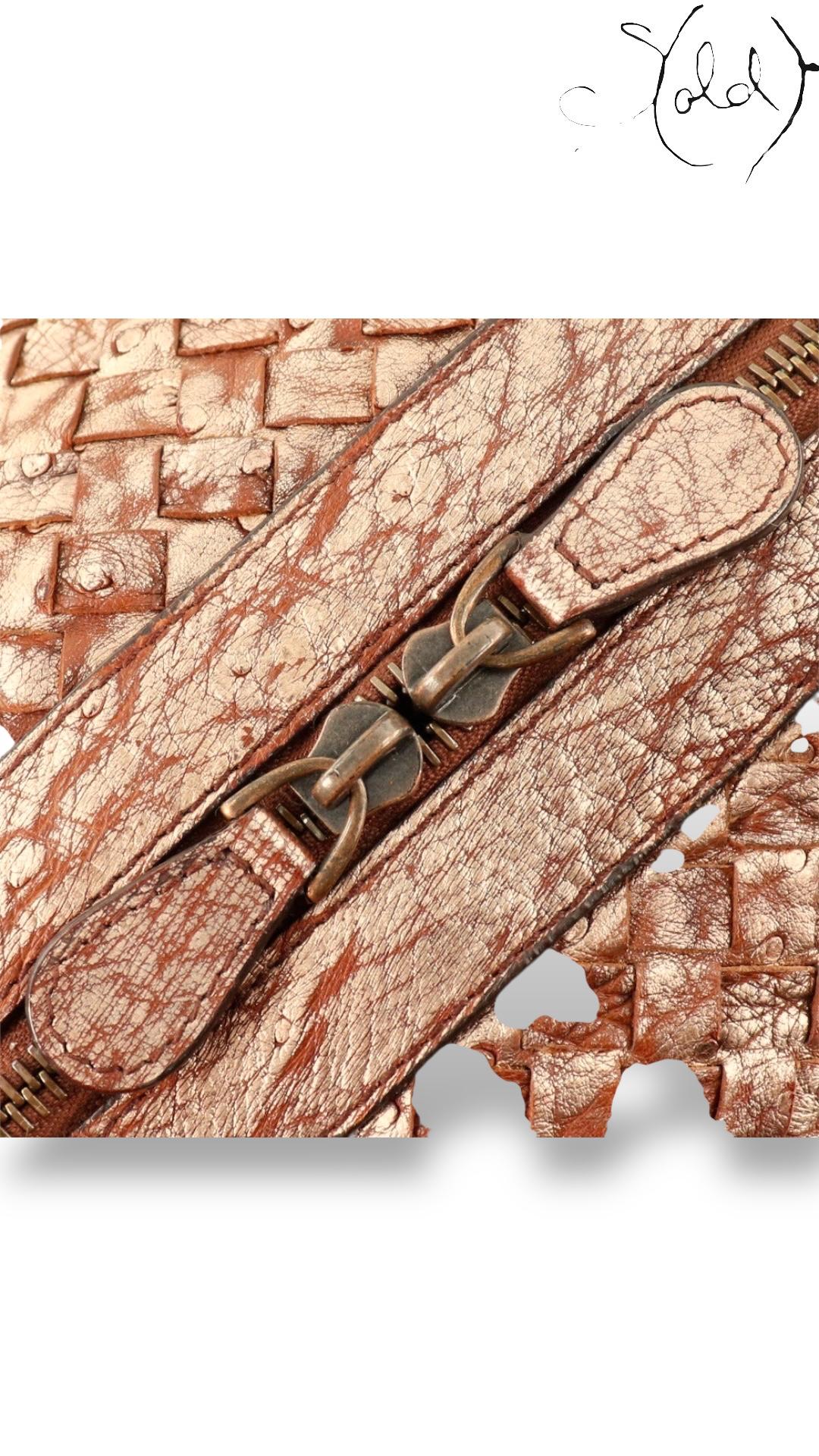 Bottega Veneta Settantasei – Bronze Ostrich Leather, Interior view | Sold Attire