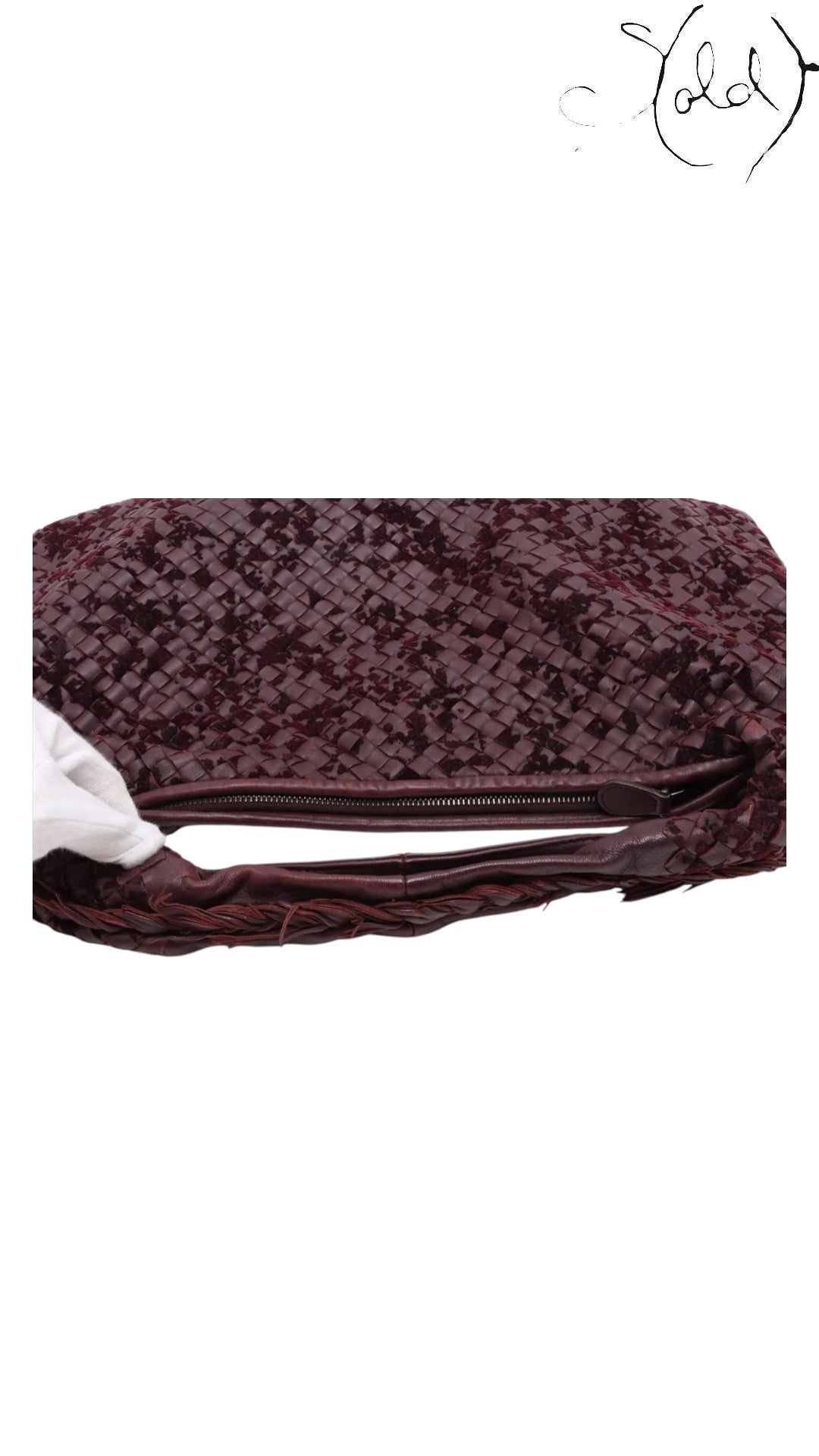 Bottega Veneta Bordeaux Intrecciato XL Hobo Suede Leather Late 2010s, Hardware detail | Sold Attire