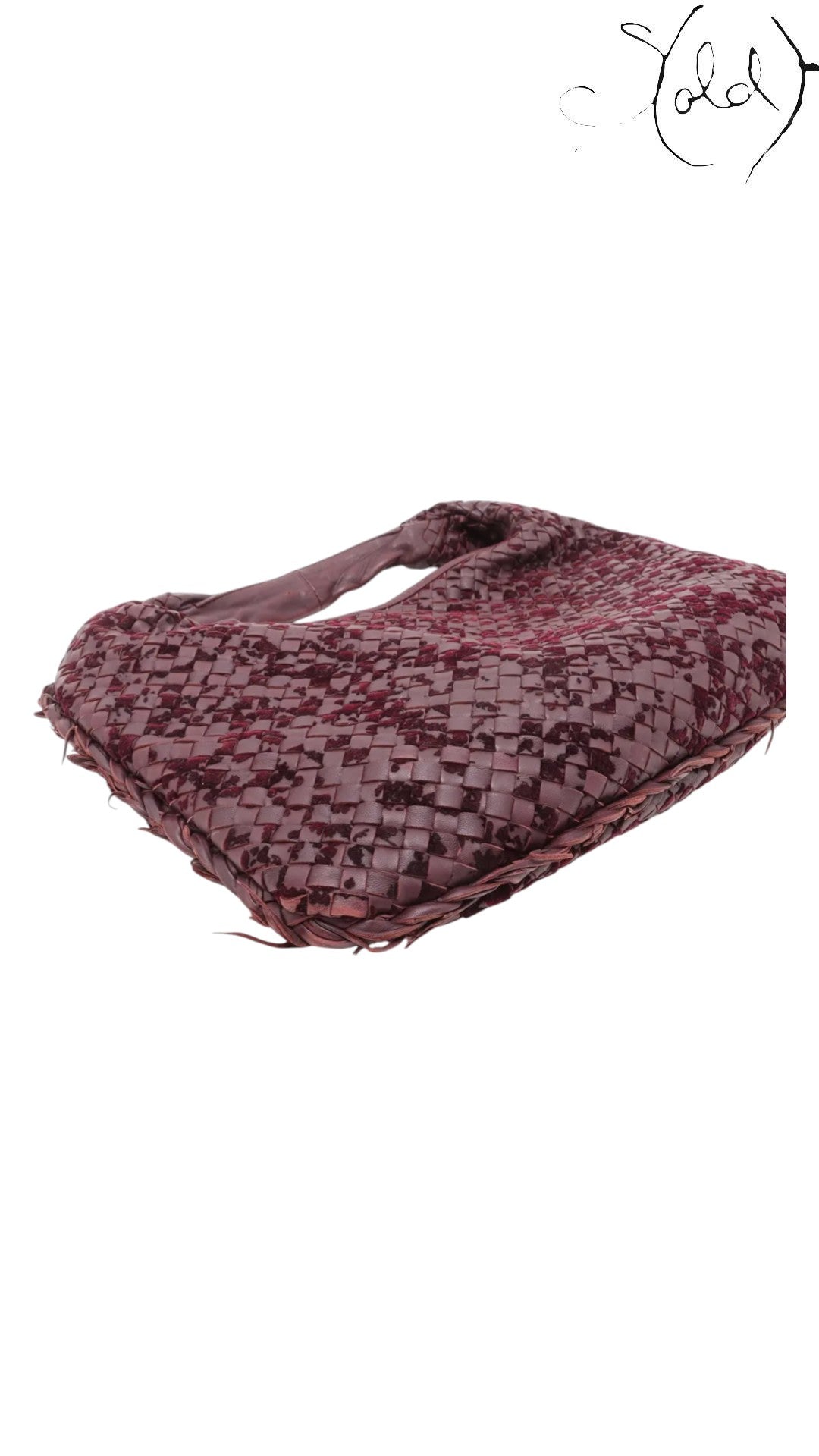 Bottega Veneta Bordeaux Intrecciato XL Hobo Suede Leather Late 2010s, Detail view | Sold Attire