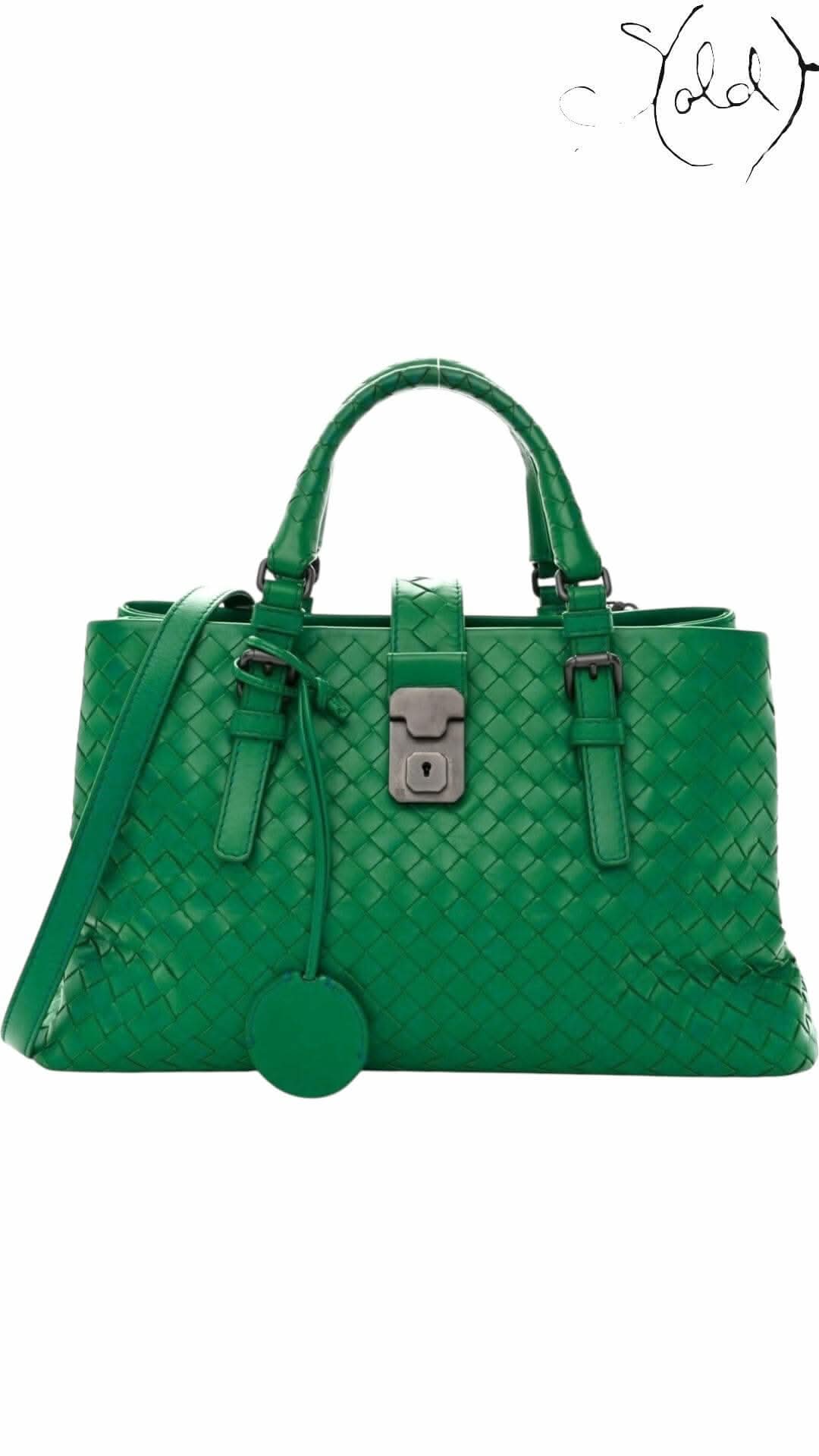 BOTTEGA VENETA Small Roma Bag – Smeraldo Green Intrecciato | Sold Attire - Sold Attire