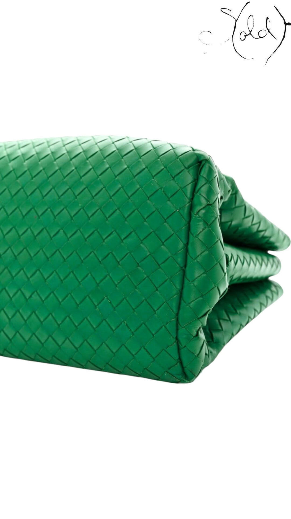 BOTTEGA VENETA Small Roma Bag – Smeraldo Green Intrecciato, Detail view | Sold Attire