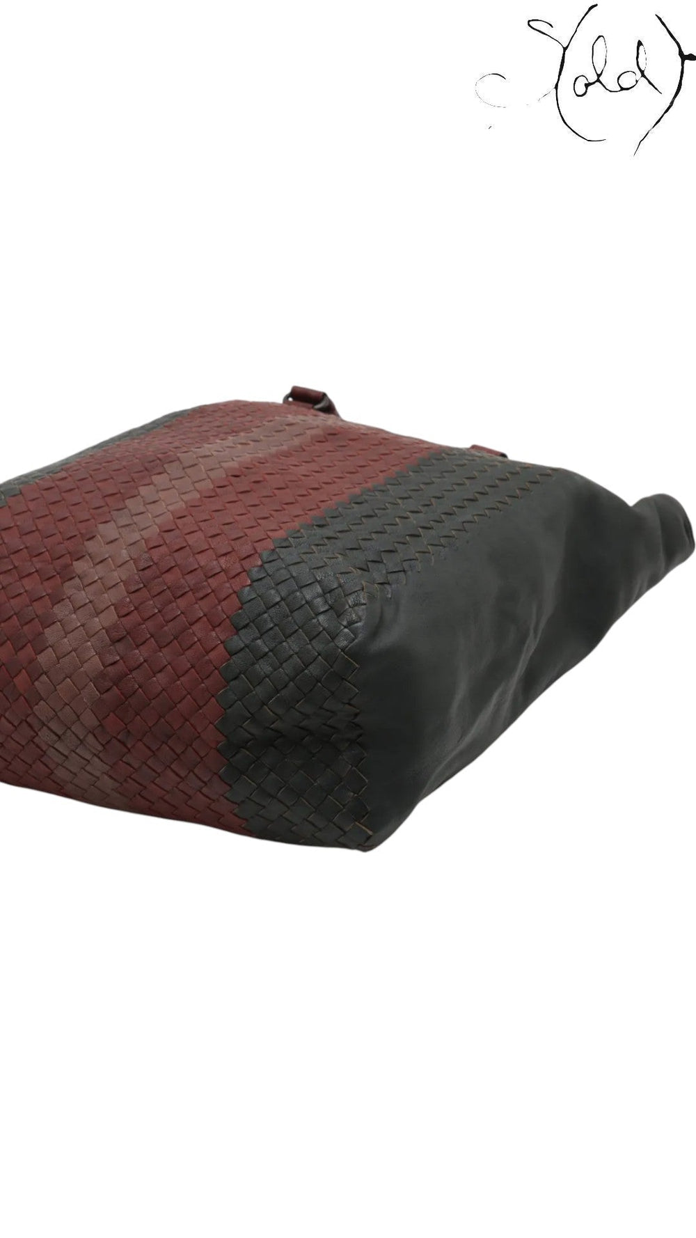 Bottega Veneta Intrecciato Colorblock Tote Burgundy Green, Interior view | Sold Attire
