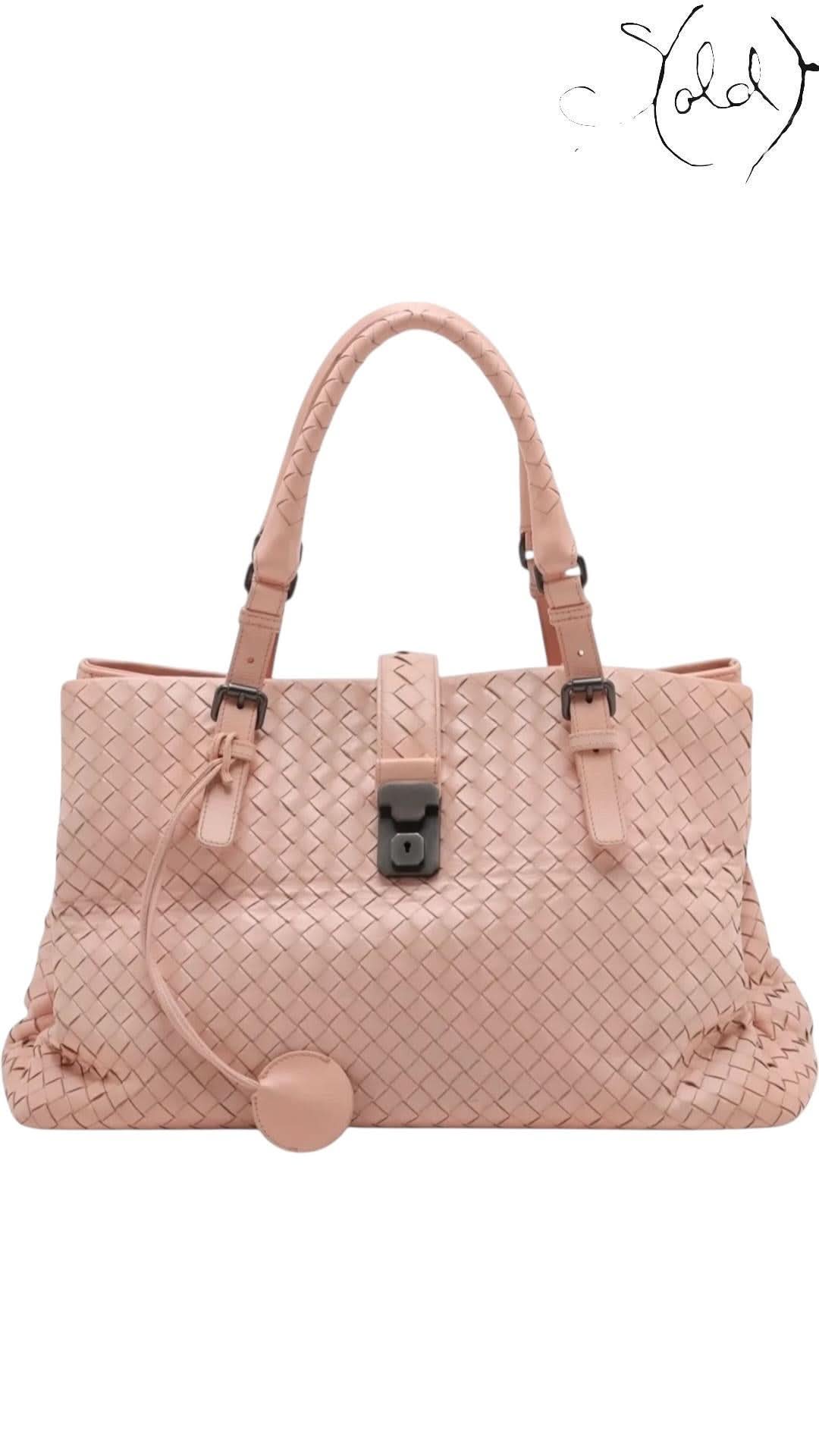 Bottega Veneta Tote Bag Bottega Veneta Roma Dusty Rose Intrecciato Tote 2010s | Sold Attire