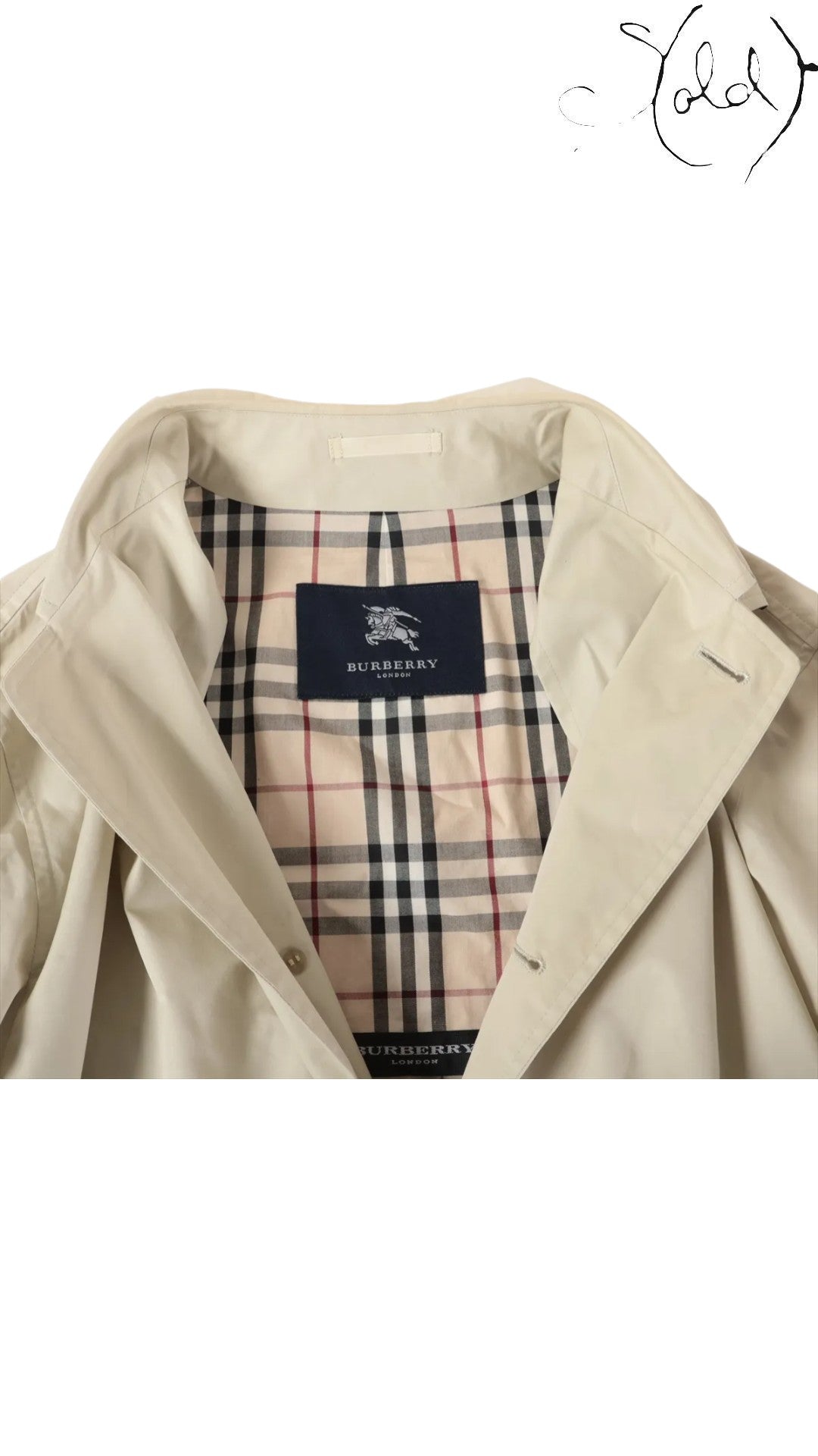 Burberry London Cotton Balmacaan Coat Size S Beige Made in Japan, Detail view | Sold Attire