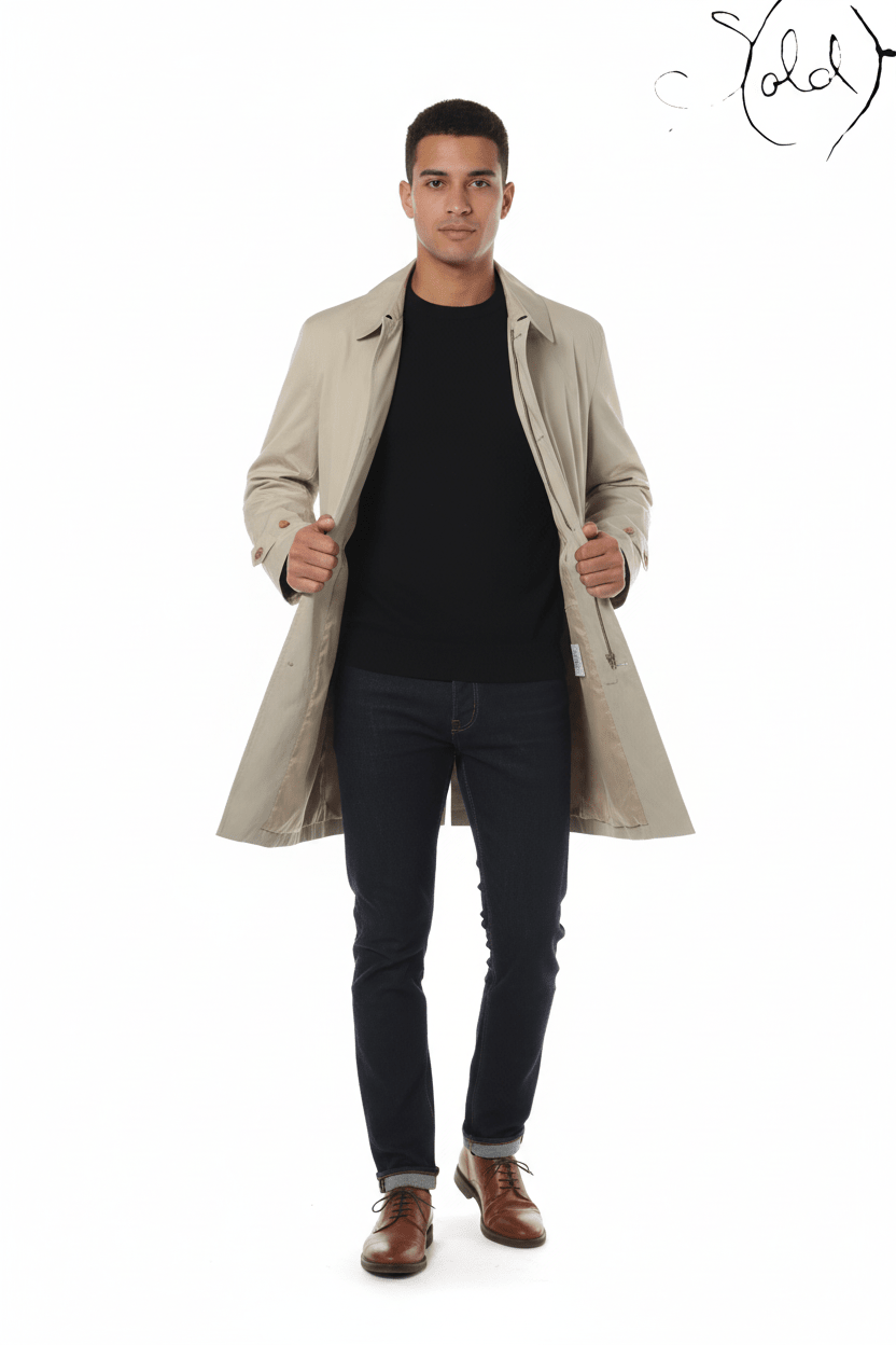 Burberry London Cotton Balmacaan Coat Size S Beige Made in Japan, Lining detail | Sold Attire