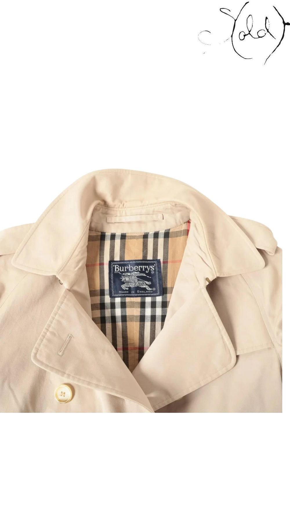Burberry Heritage Trench Coat Honey Beige Made in England, Interior view | Sold Attire