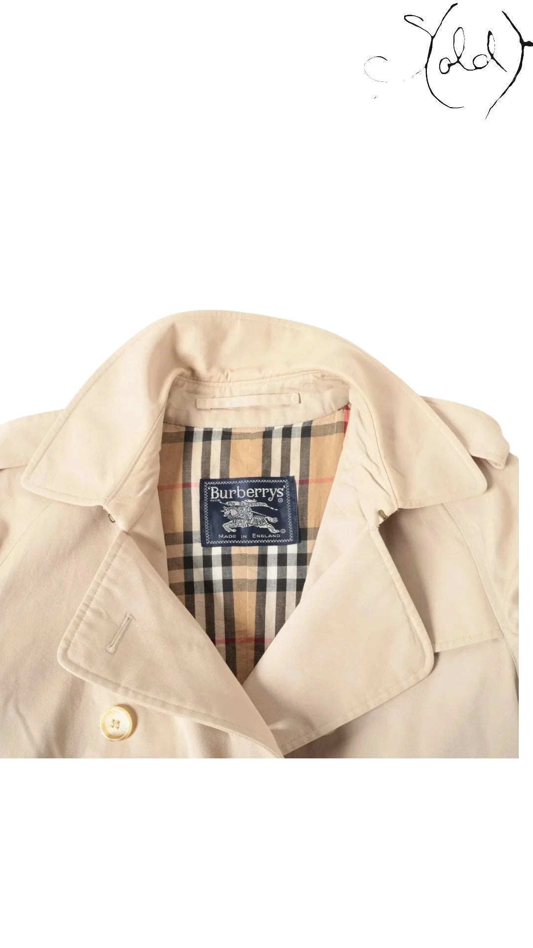 Burberry Heritage Trench Coat Honey Beige Made in England, Interior view | Sold Attire