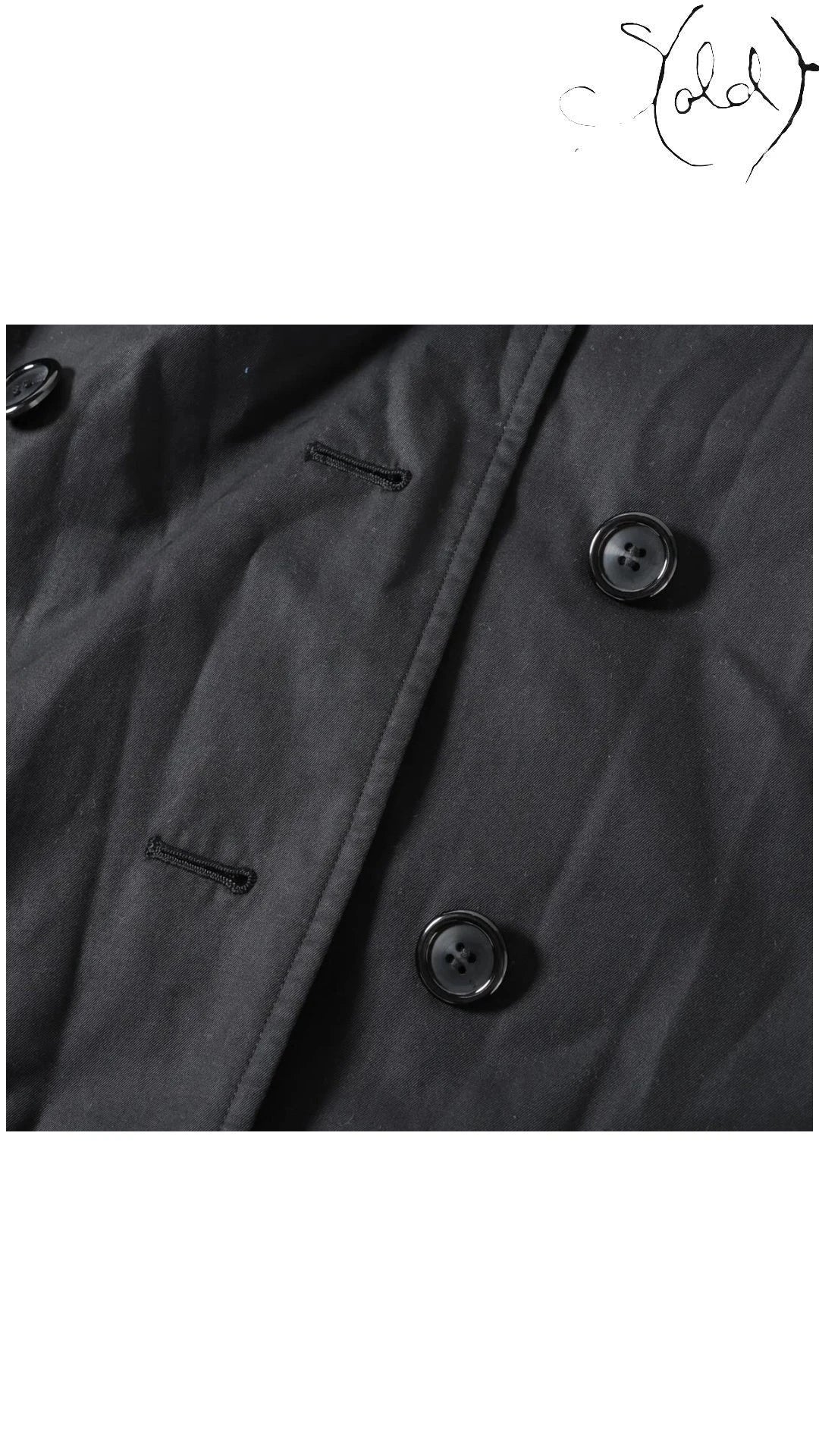 Burberrys Vintage Black Cotton Trench Coat 9AR, Interior view | Sold Attire