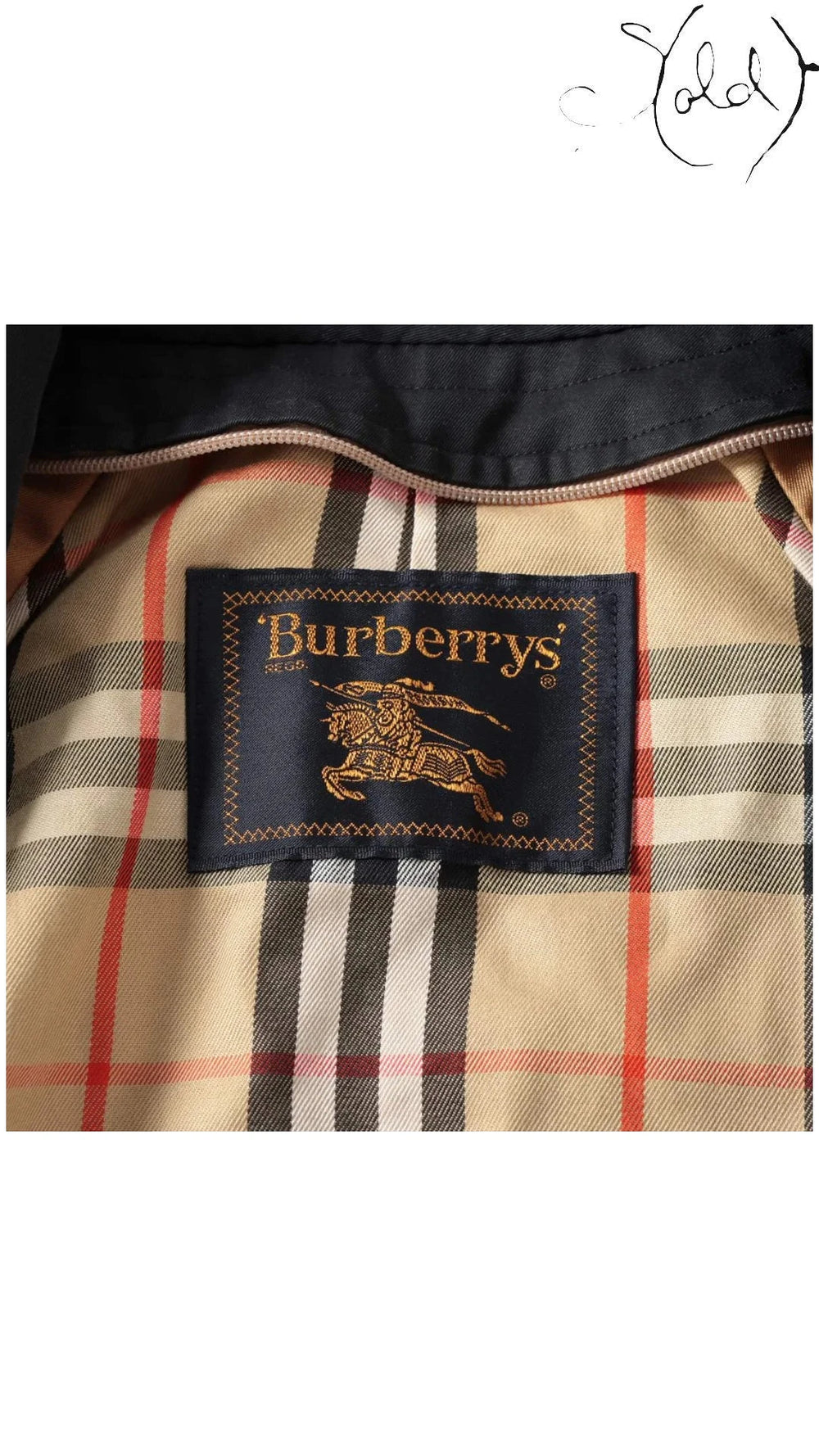 Burberrys Vintage Black Cotton Trench Coat 9AR, Base view | Sold Attire