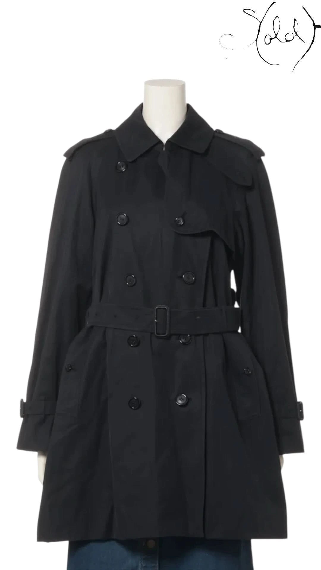 Burberry Trenchcoats Burberrys Vintage Black Cotton Trench Coat 9AR | Sold Attire