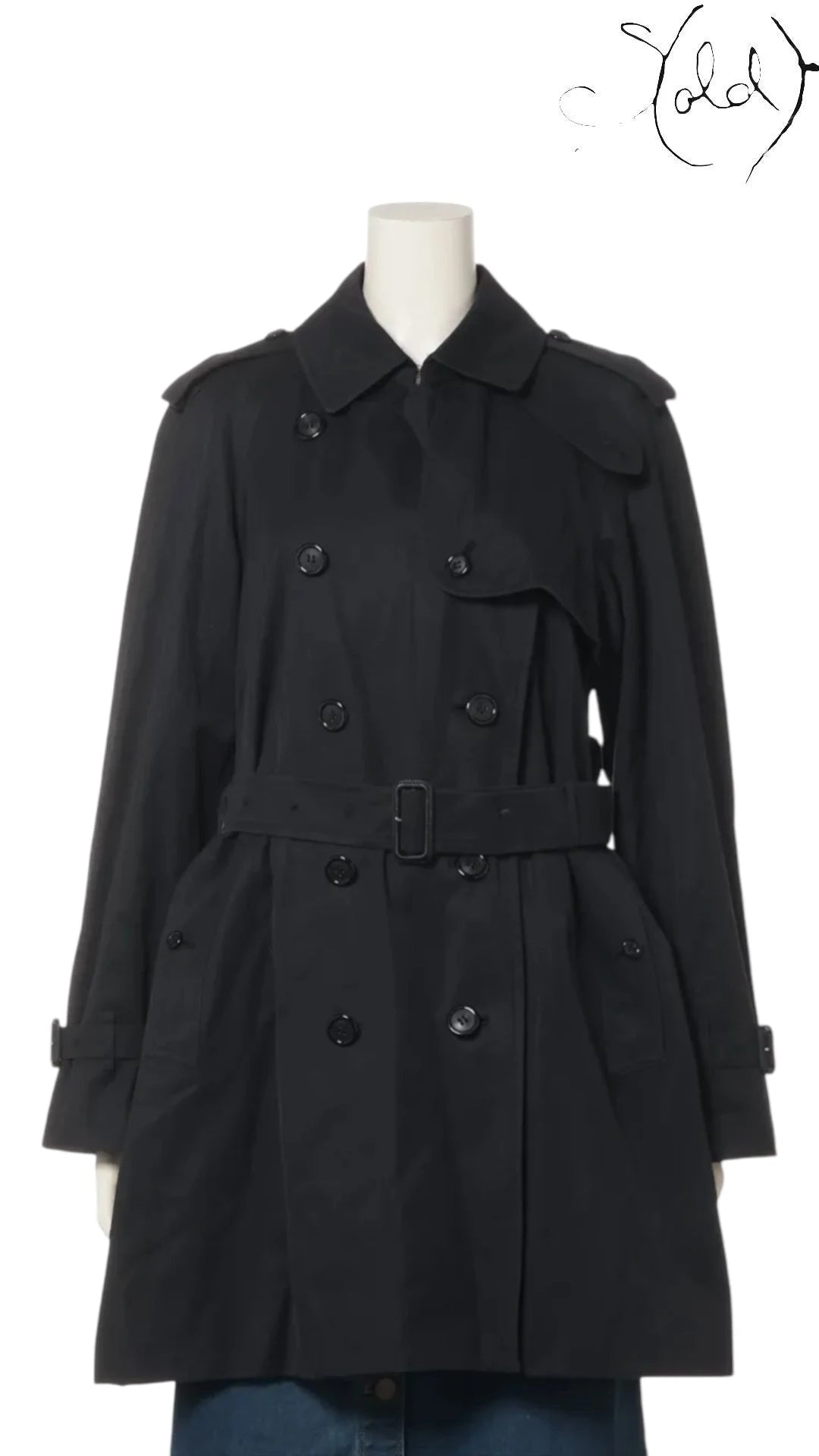 Burberrys Vintage Black Cotton Trench Coat 9AR, Authenticated Pre-Owned | Sold Attire