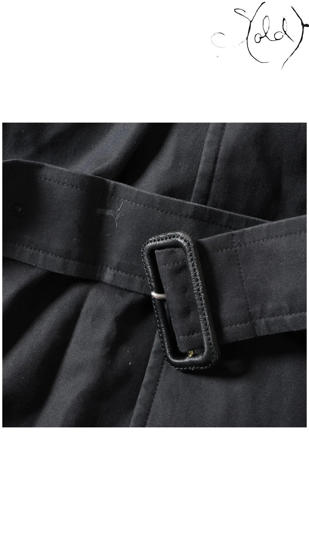 Burberrys Vintage Black Cotton Trench Coat 9AR, Strap detail | Sold Attire