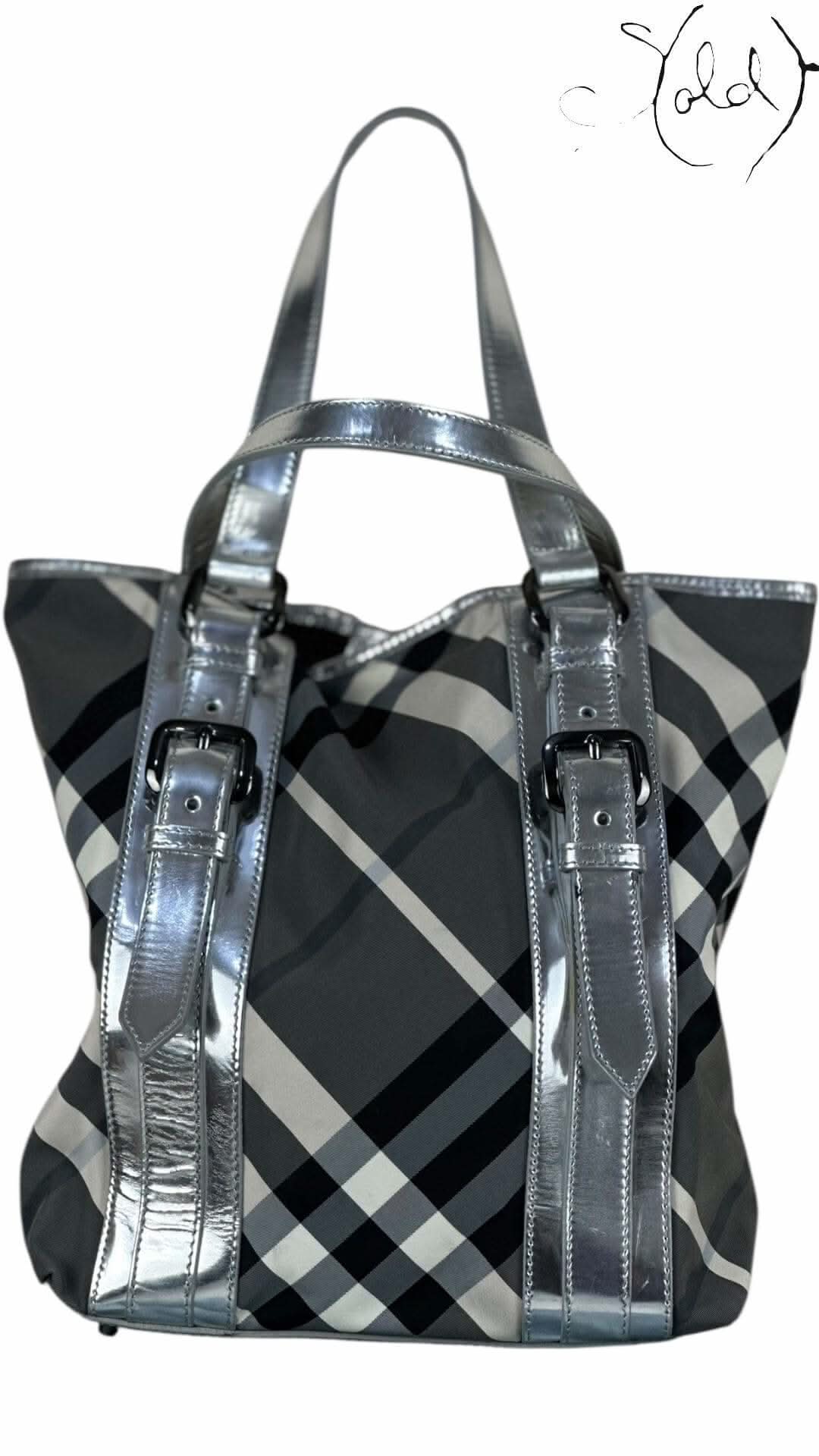 Burberry Victoria Tote – Silver Beat Check Nylon (New) | Sold Attire - Sold Attire