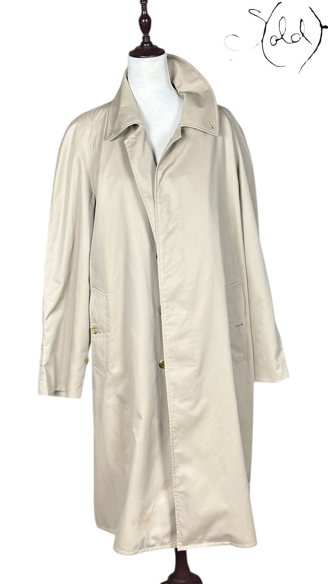 Burberrys Vintage Trench Coat Stone Beige 1990s Made in England, Detail view | Sold Attire