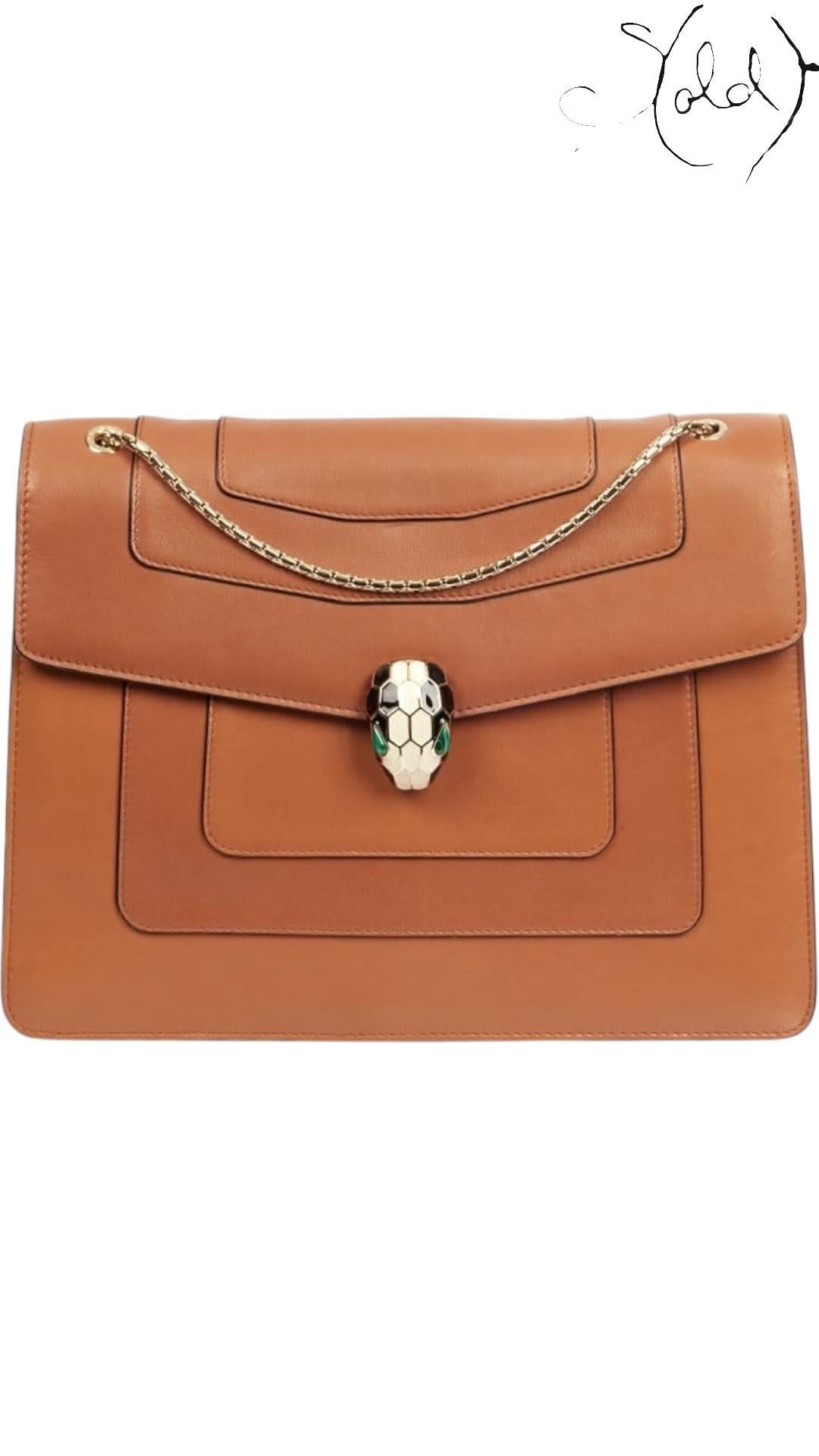 Bvlgari Brown Leather Serpenti Forever Large Crossbody Bag | Sold Attire - Sold Attire