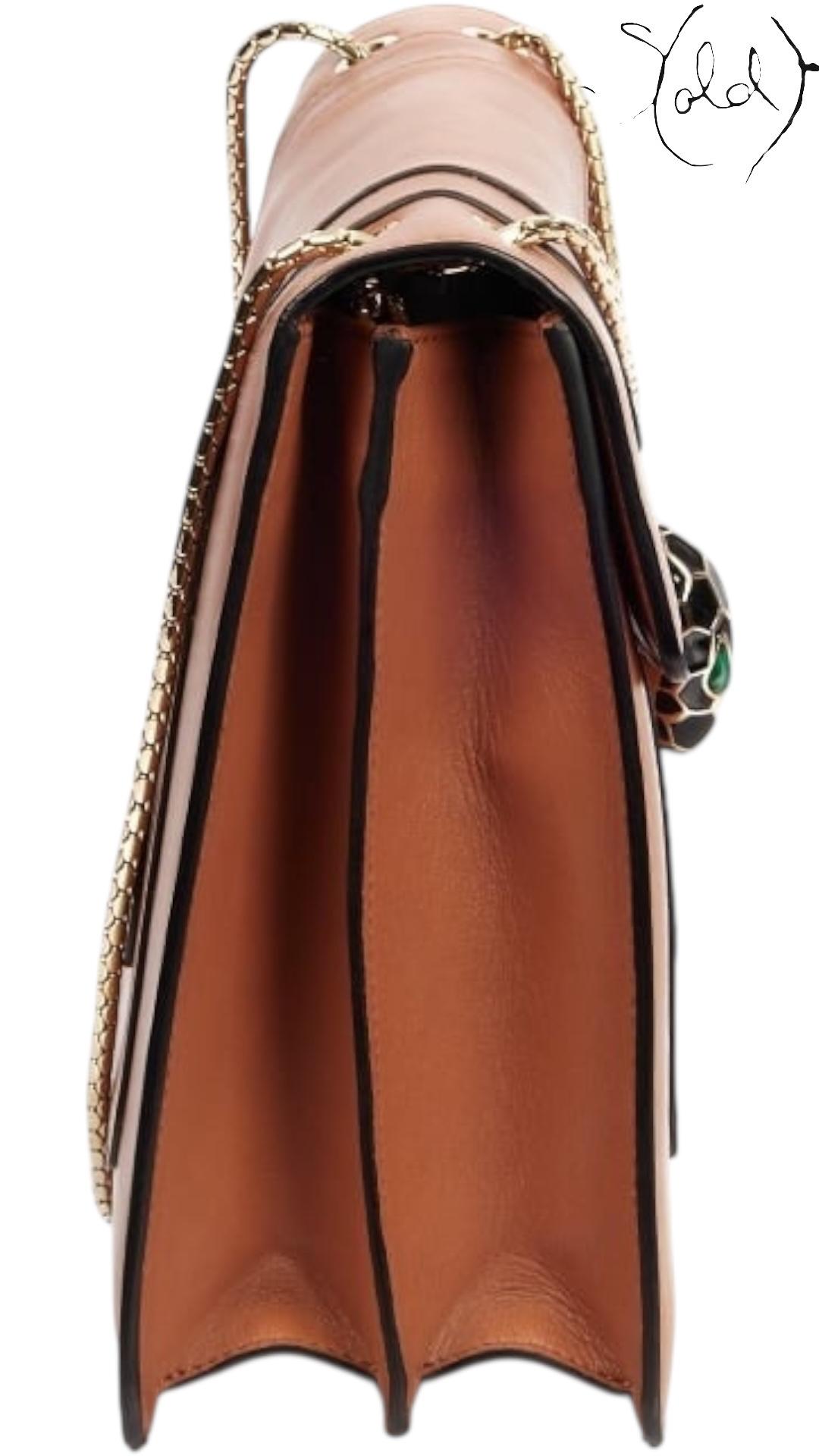 Bvlgari Brown Leather Serpenti Forever Large Crossbody Bag, Hardware detail | Sold Attire
