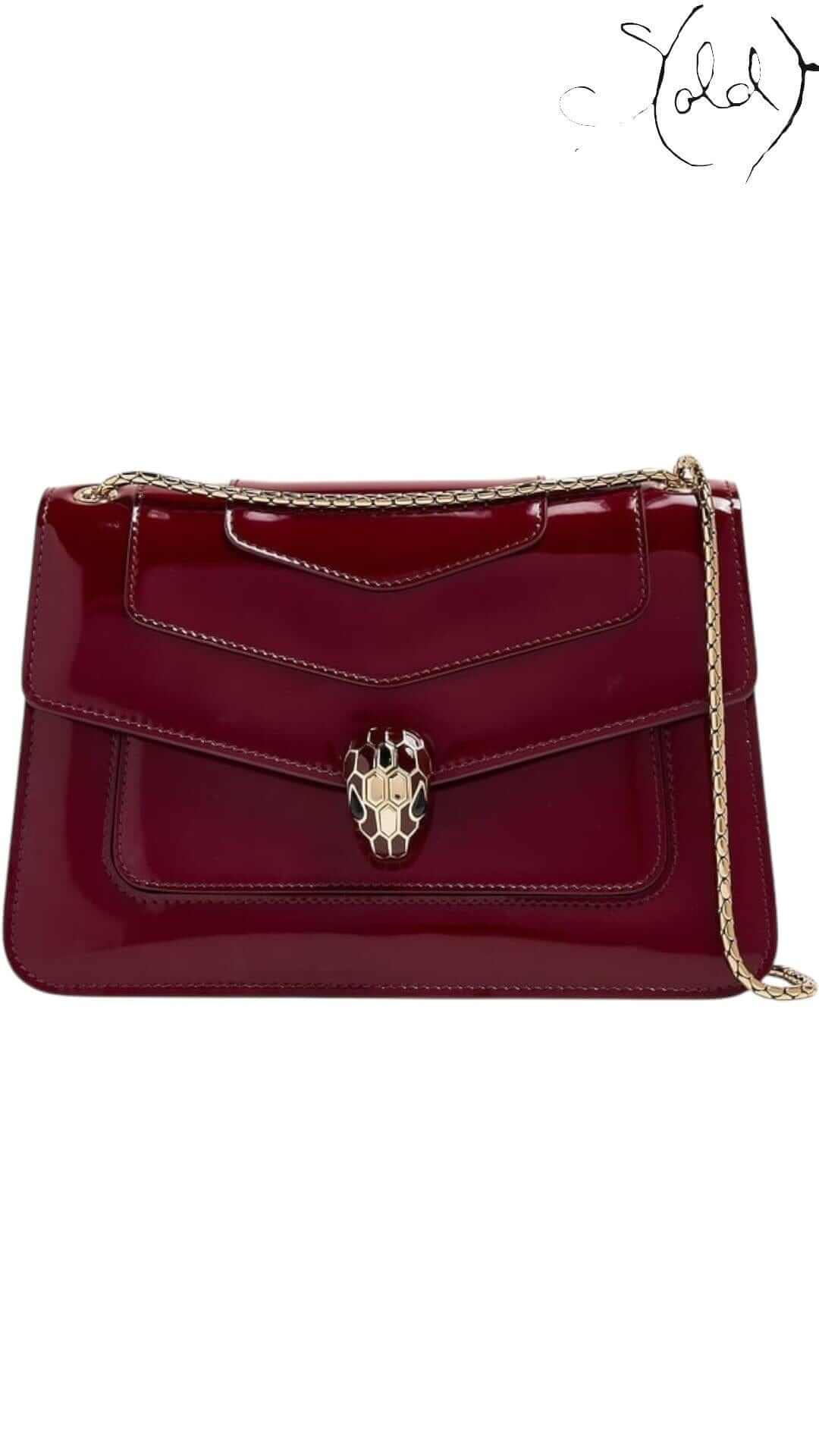 BVLGARI Serpenti Forever Medium Shoulder Bag – Burgundy Patent, Authenticated Pre-Owned | Sold Attire