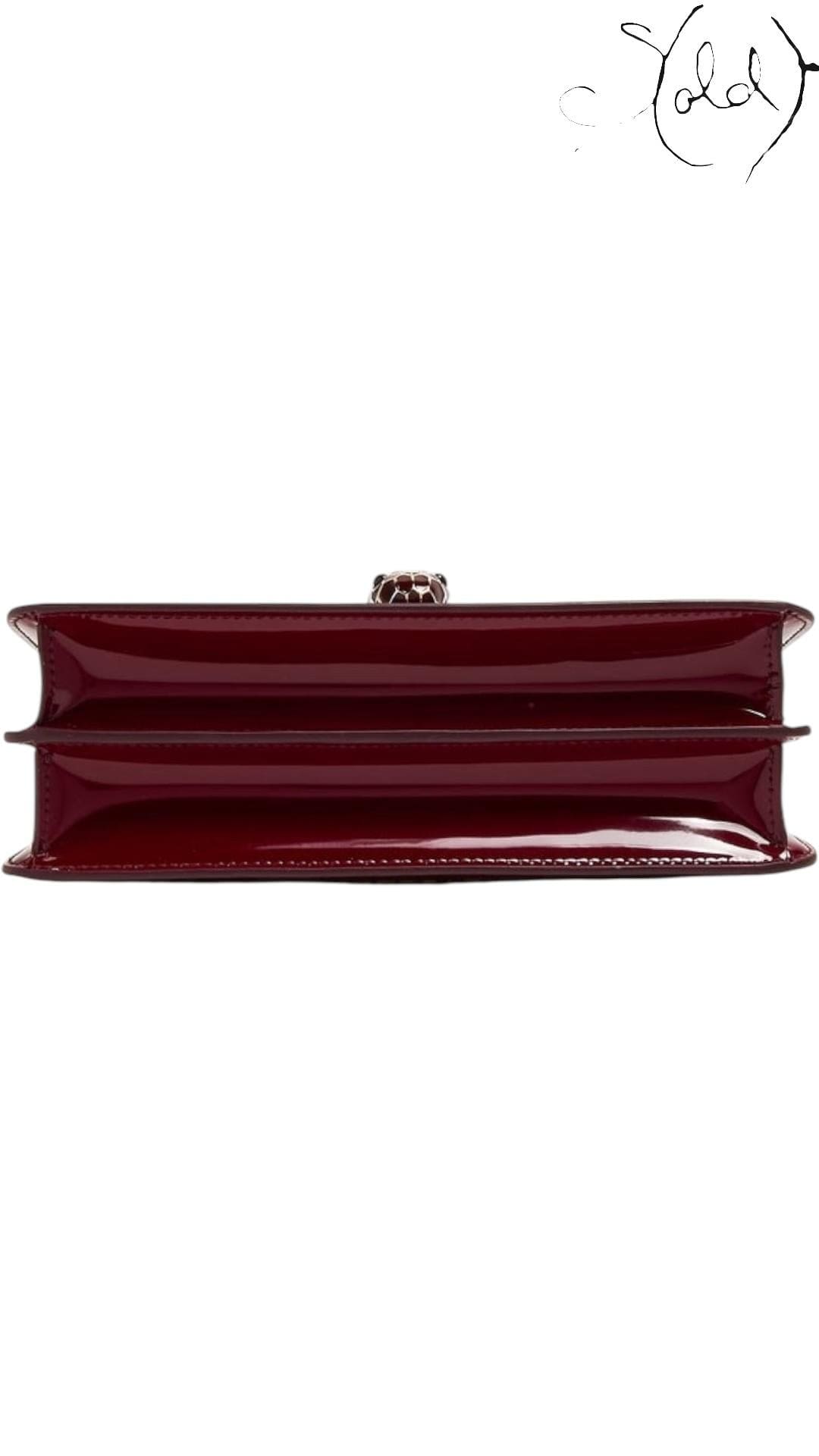 BVLGARI Serpenti Forever Medium Shoulder Bag – Burgundy Patent, Detail view | Sold Attire
