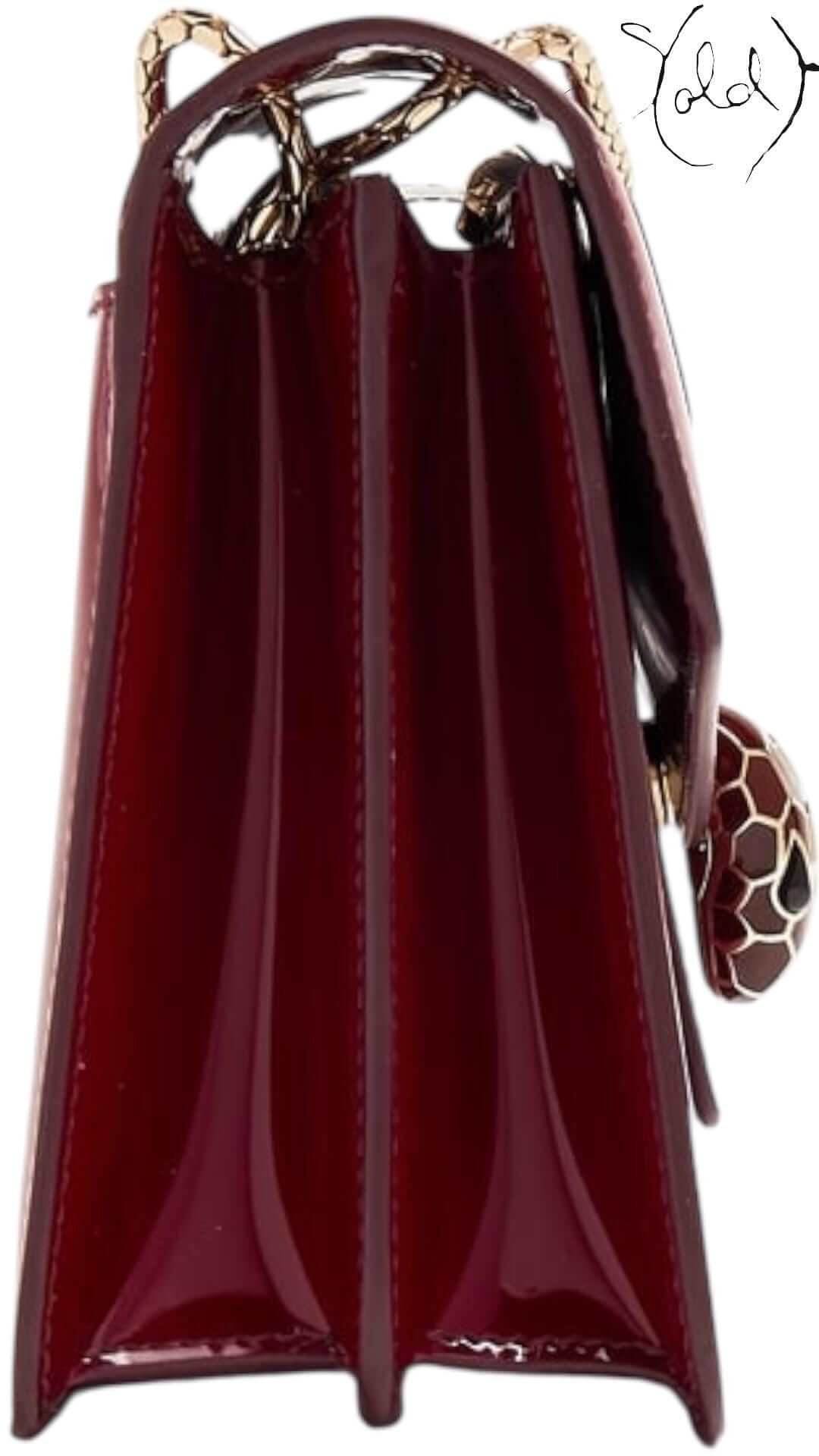 BVLGARI Serpenti Forever Medium Shoulder Bag – Burgundy Patent, Back view | Sold Attire