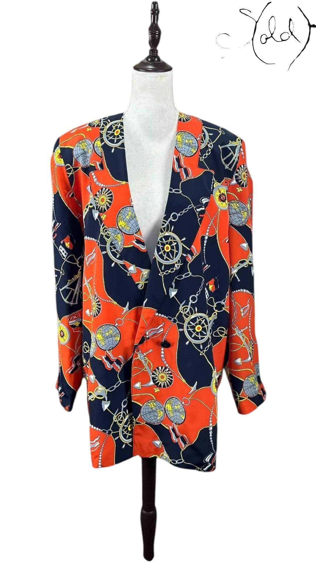 Cache D’Or Chain Blazer – Nautical Print Bold Cut — Authenticated Pre-Owned | Sold Attire