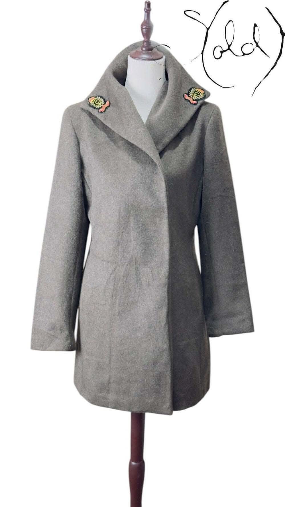 Calvin Klein Cashmere-Blend Coat – Embroidered Elegance | Sold Attire