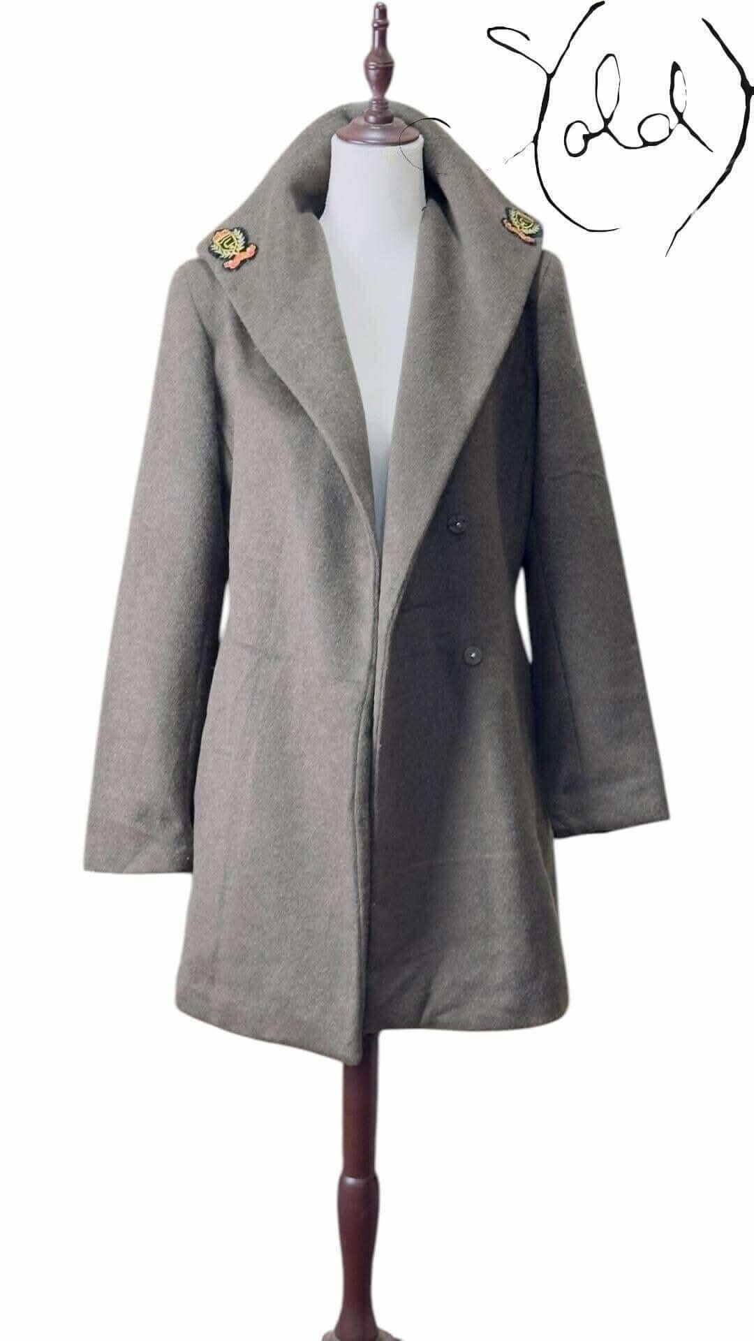 Calvin Klein Cashmere-Blend Coat – Embroidered Elegance | Sold Attire