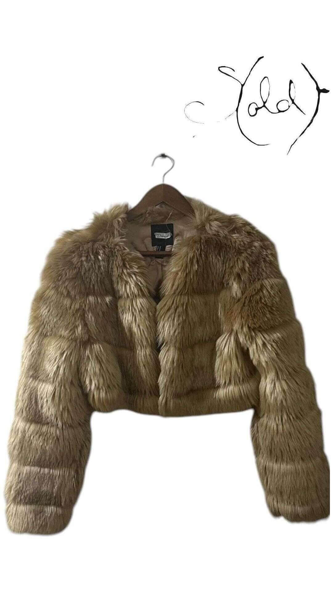 Camel Faux Fur Cropped Jacket - Eye Detail, Authenticated Pre-Owned | Sold Attire