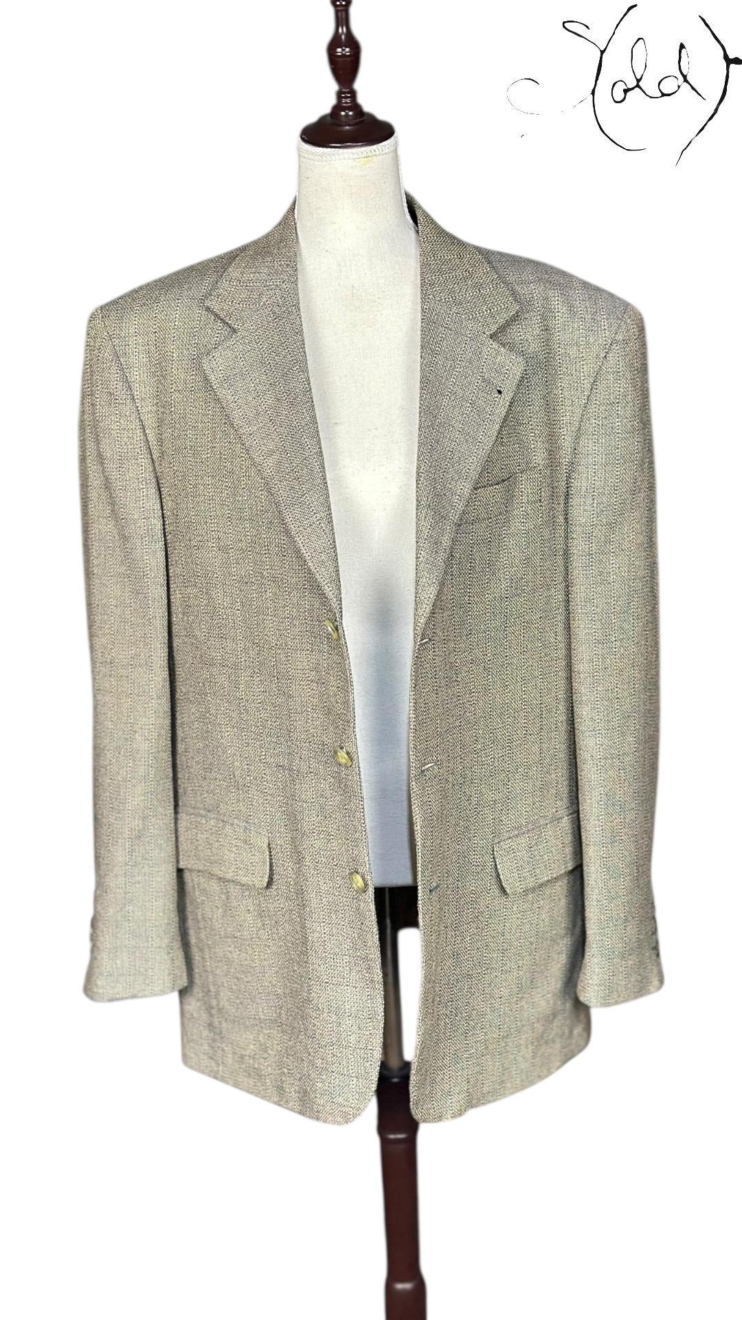 Canali Wool Blazer Grey 1990s Size 52, Back view | Sold Attire