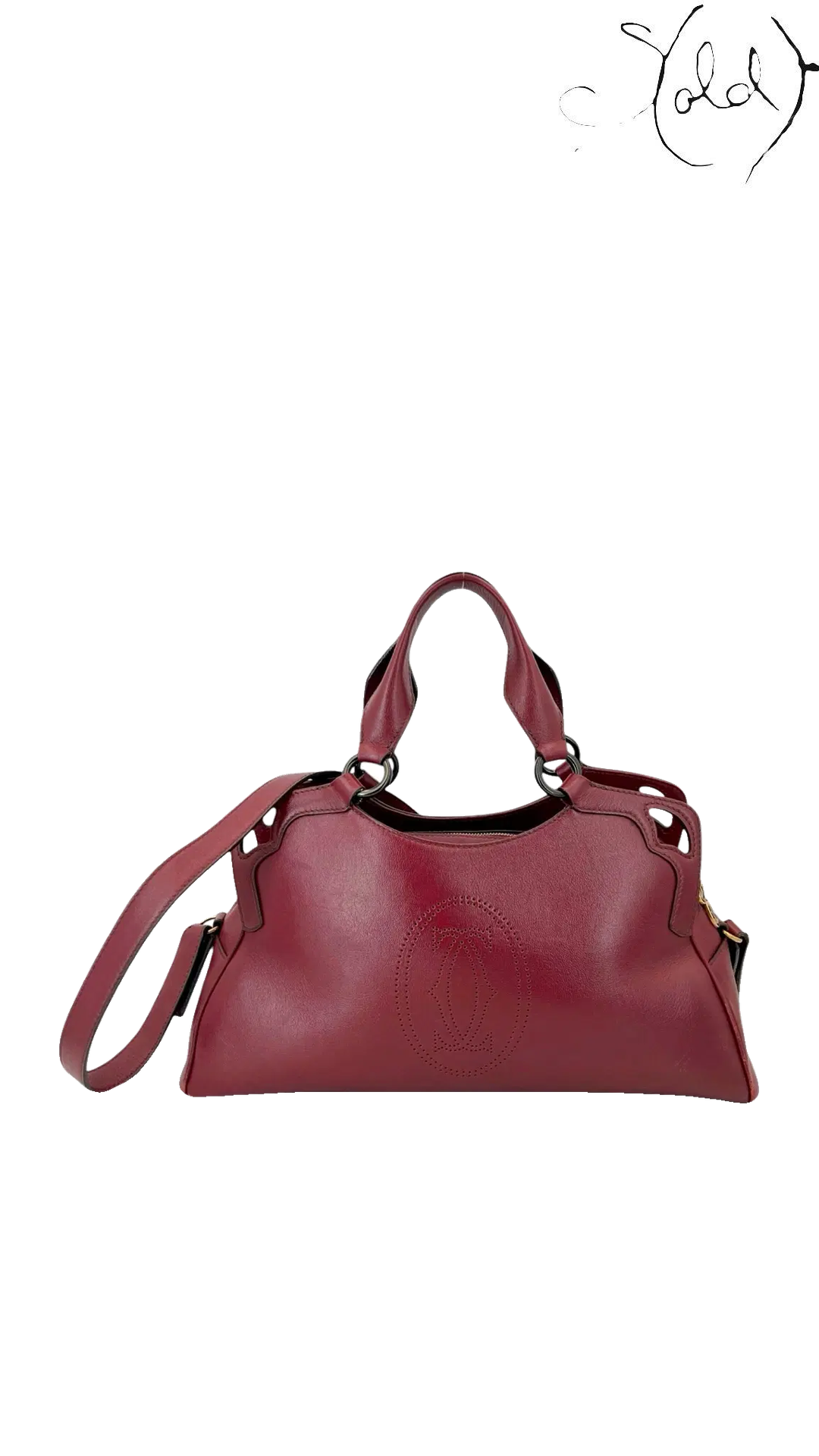 Cartier Marcello Burgundy Leather Handbag, front whole bag