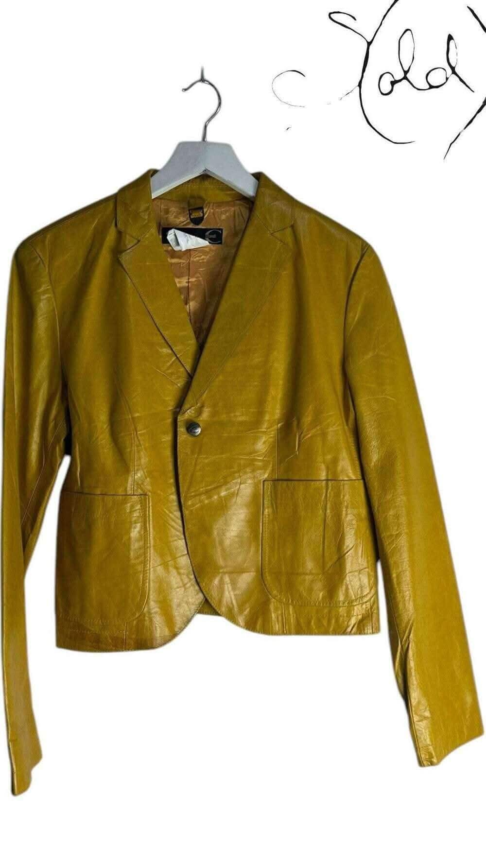 Cavalli Mustard Leather Jacket – Italian Attitude, Redefined | Sold Attire