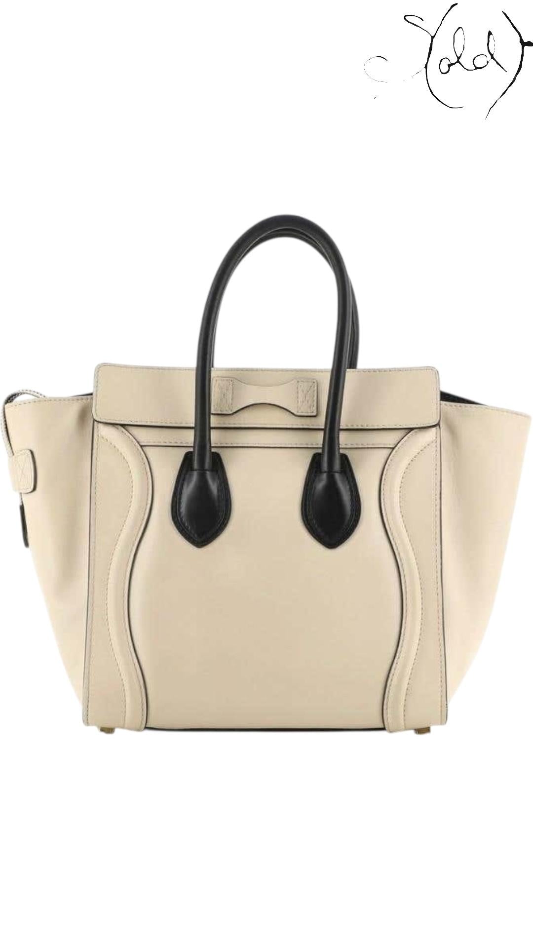 Celine 2010s Phoebe Philo Bi-Colour Luggage Mini Tote – Sold Attire, Back view | Sold Attire