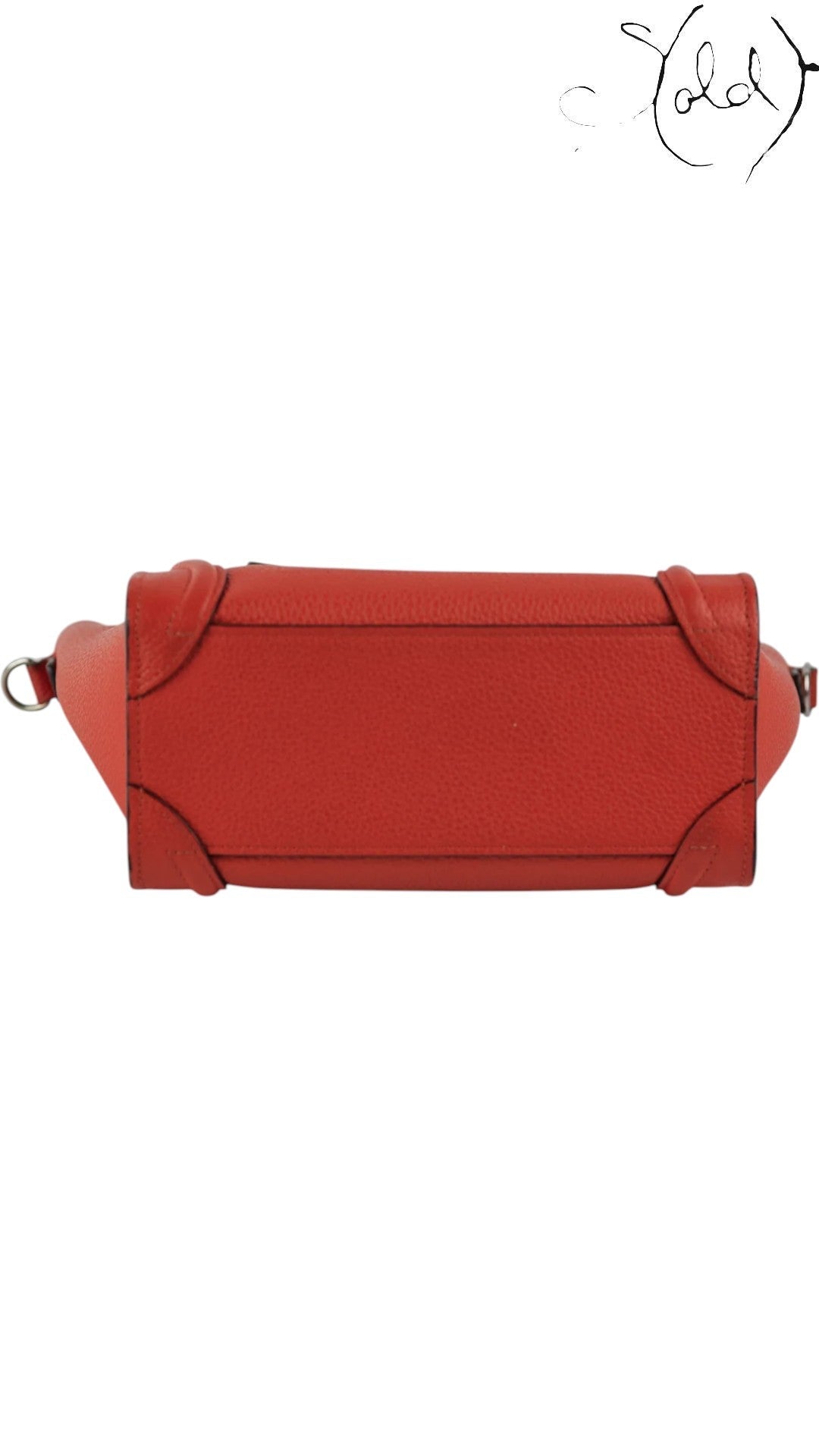 Céline Nano Luggage Bag Orange Smooth Calfskin 2010s, Base view | Sold Attire