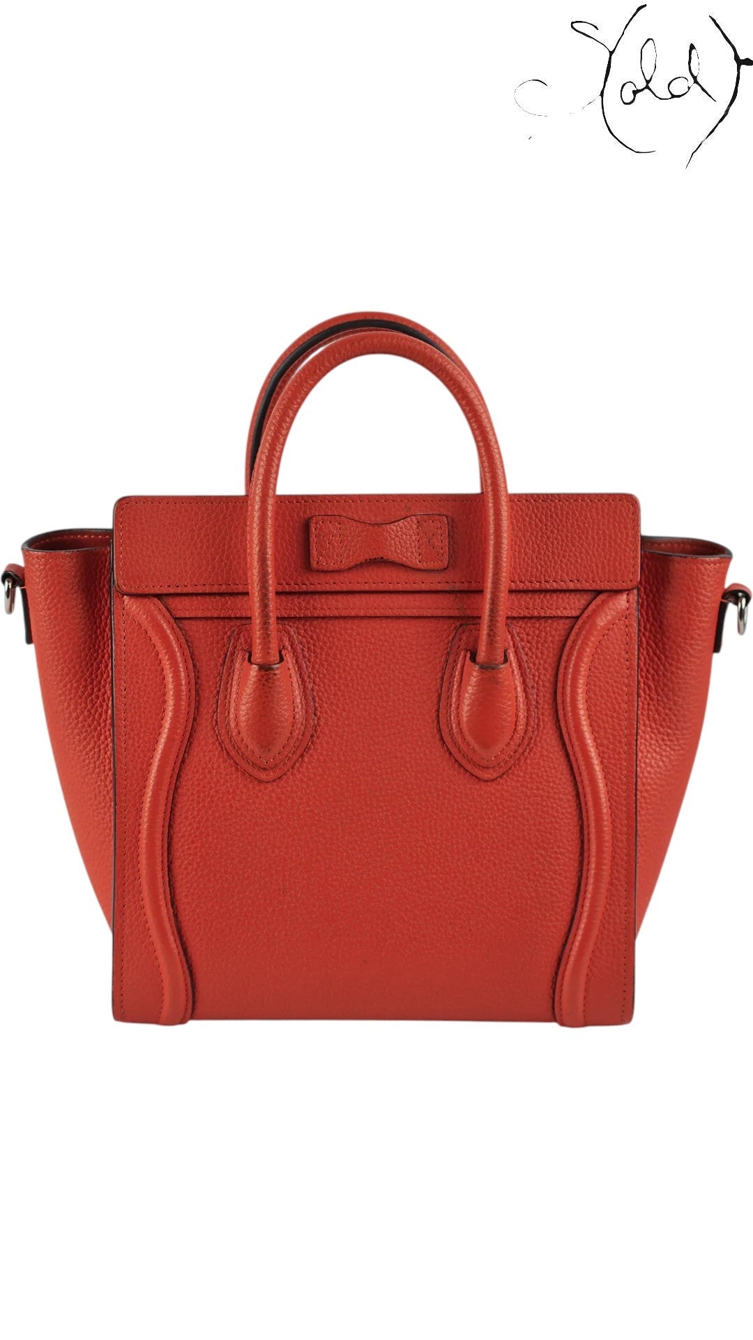 Céline Nano Luggage Bag Orange Smooth Calfskin 2010s, Detail view | Sold Attire