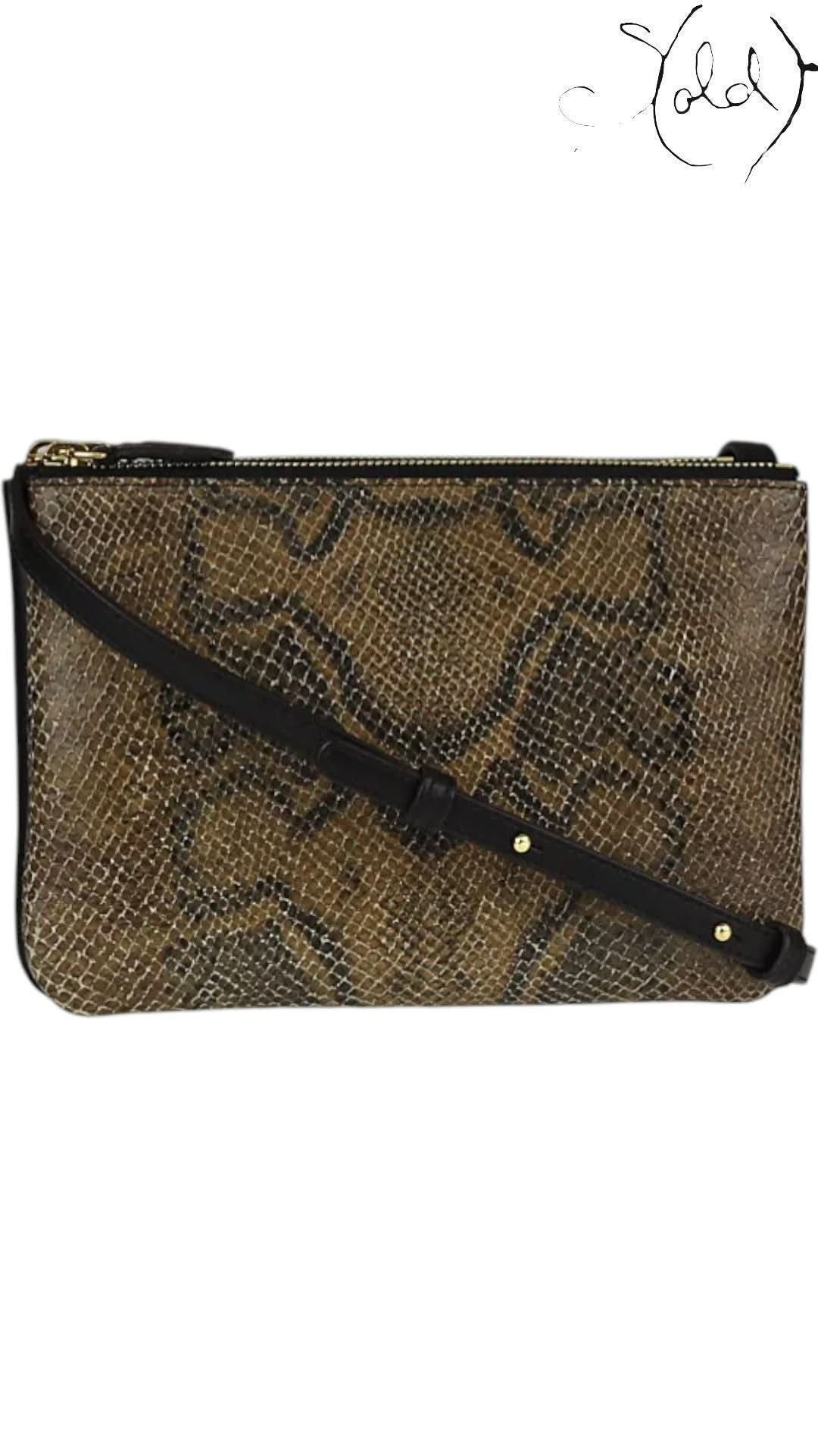 Celine Bags Celine Small Trio Python - Embossed Crossbody Bag Taupe Black Mint | Sold Attire