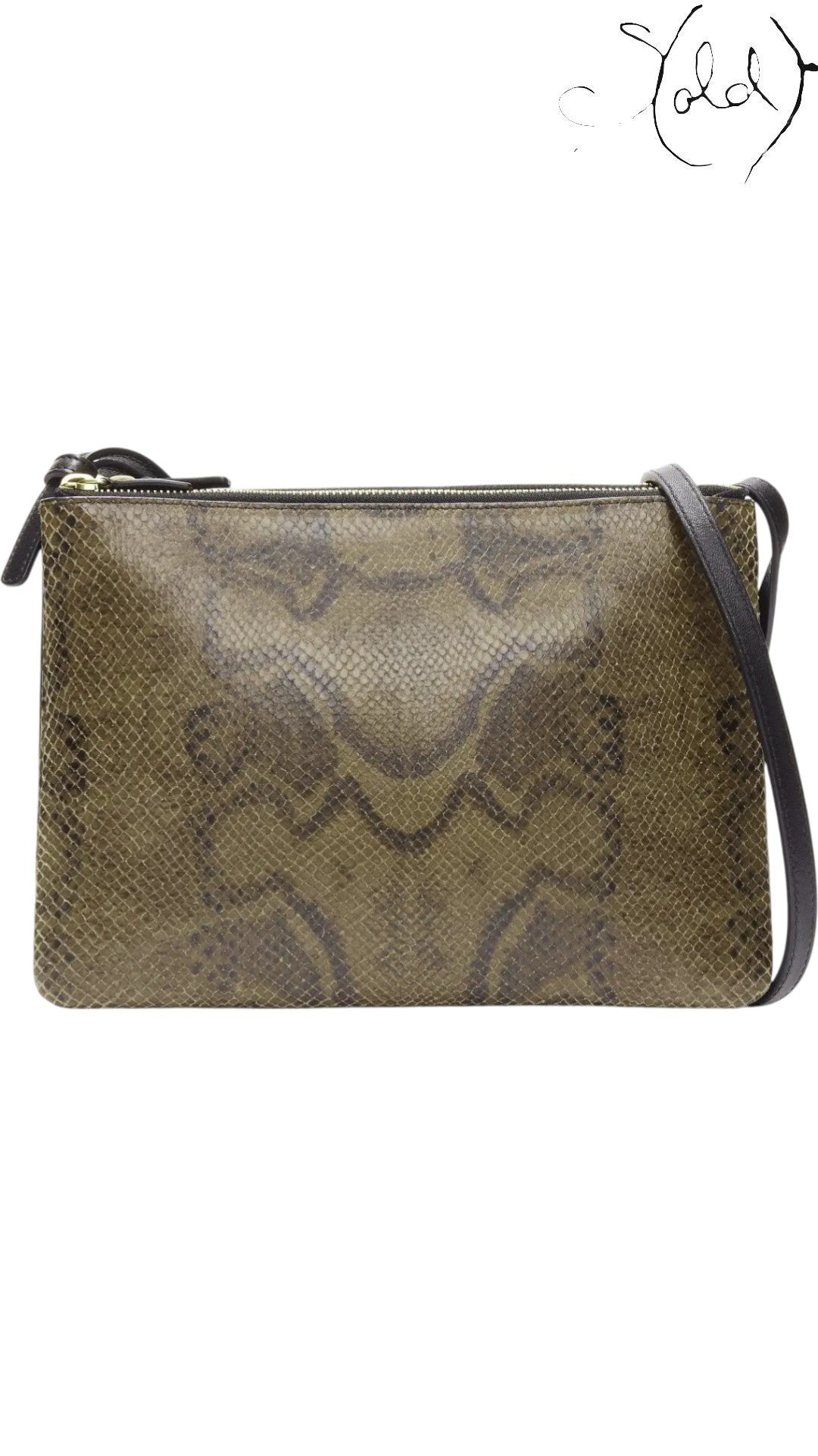 Celine Bags Celine Small Trio Python - Embossed Crossbody Bag Taupe Black Mint | Sold Attire