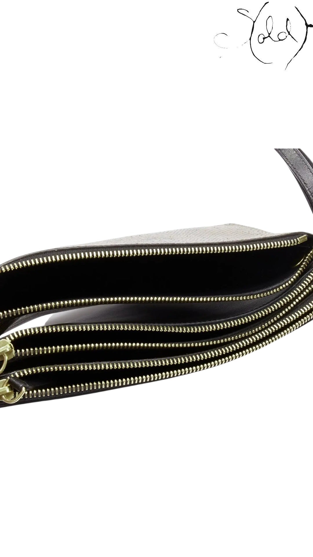 Celine Small Trio Python-Embossed Crossbody Bag Taupe Black Mint — Close-up | Sold Attire