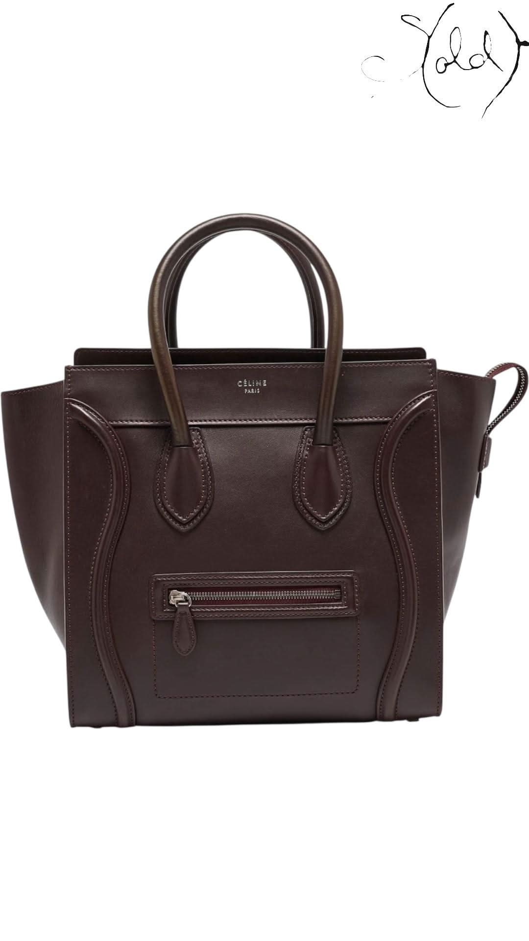 Céline Burgundy Leather Mini Luggage Tote | Sold Attire - Sold Attire